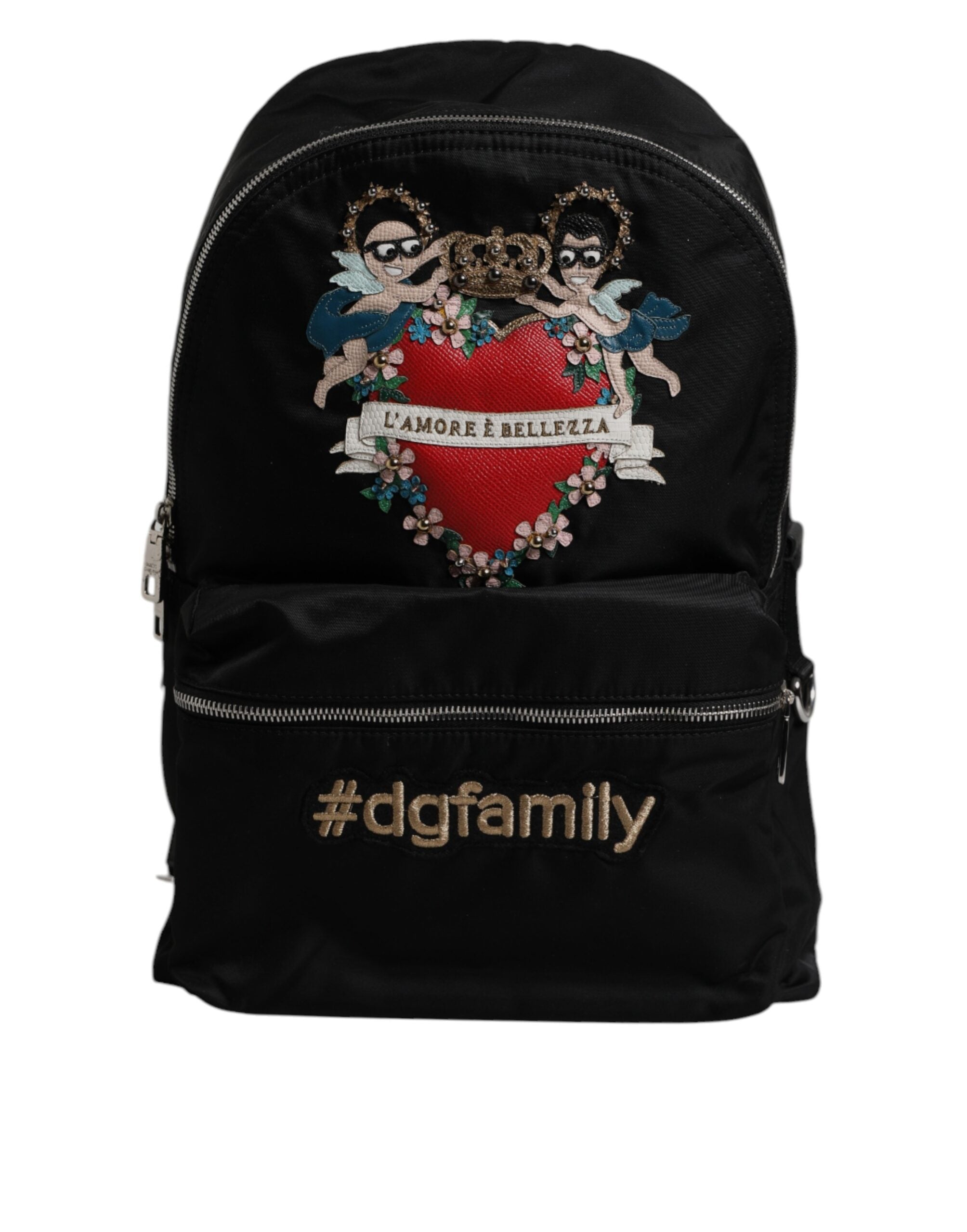 Sac à dos Dolce &amp; Gabbana en nylon noir #DGFAMILY orné de strass VULCANO