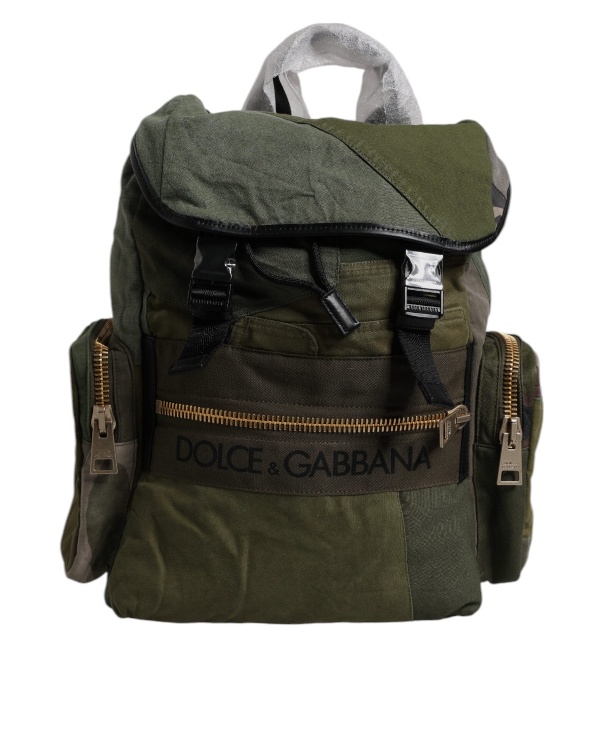 Sac à dos de voyage patchwork vert militaire Dolce &amp; Gabbana