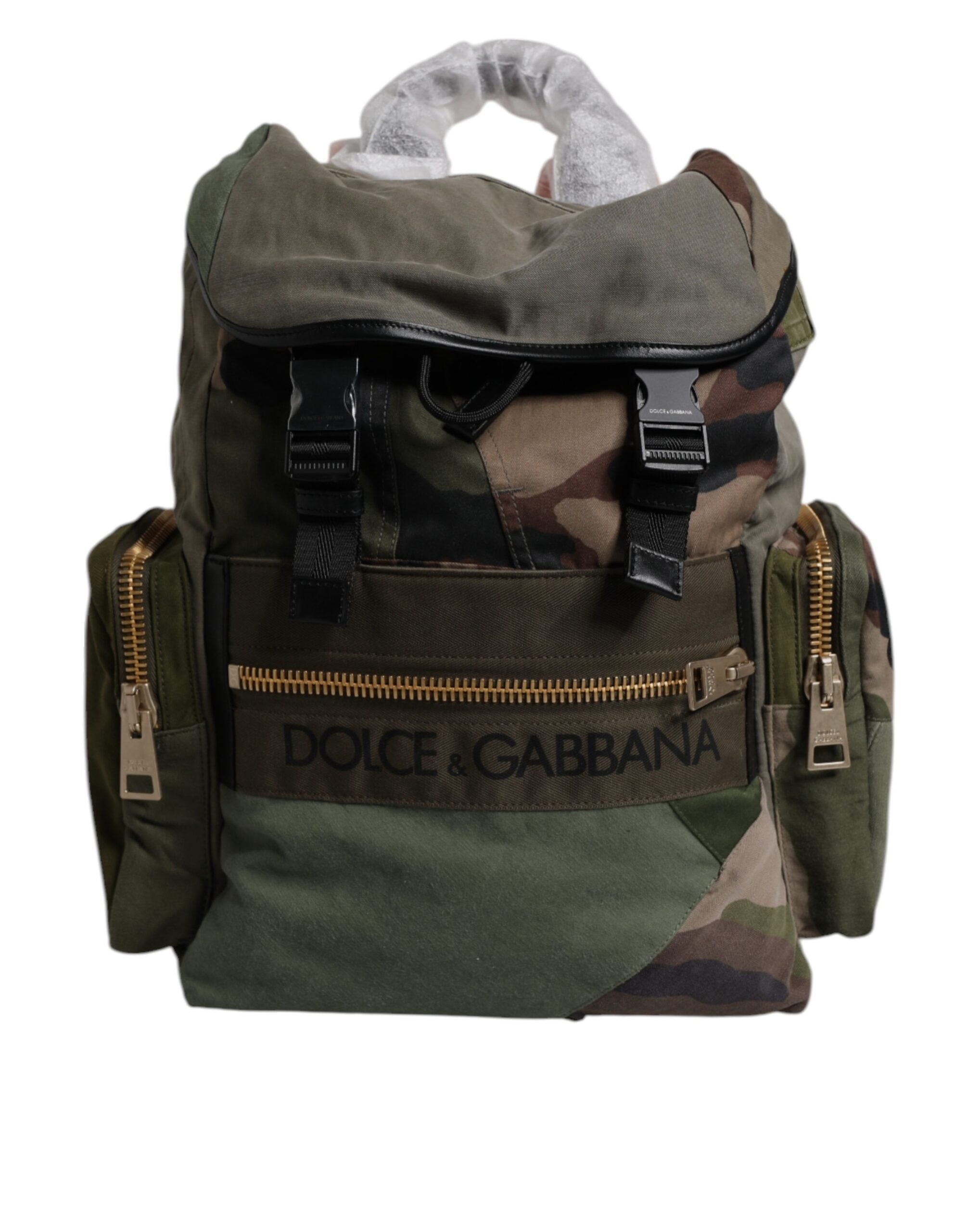 Sac à dos de voyage patchwork vert militaire Dolce &amp; Gabbana