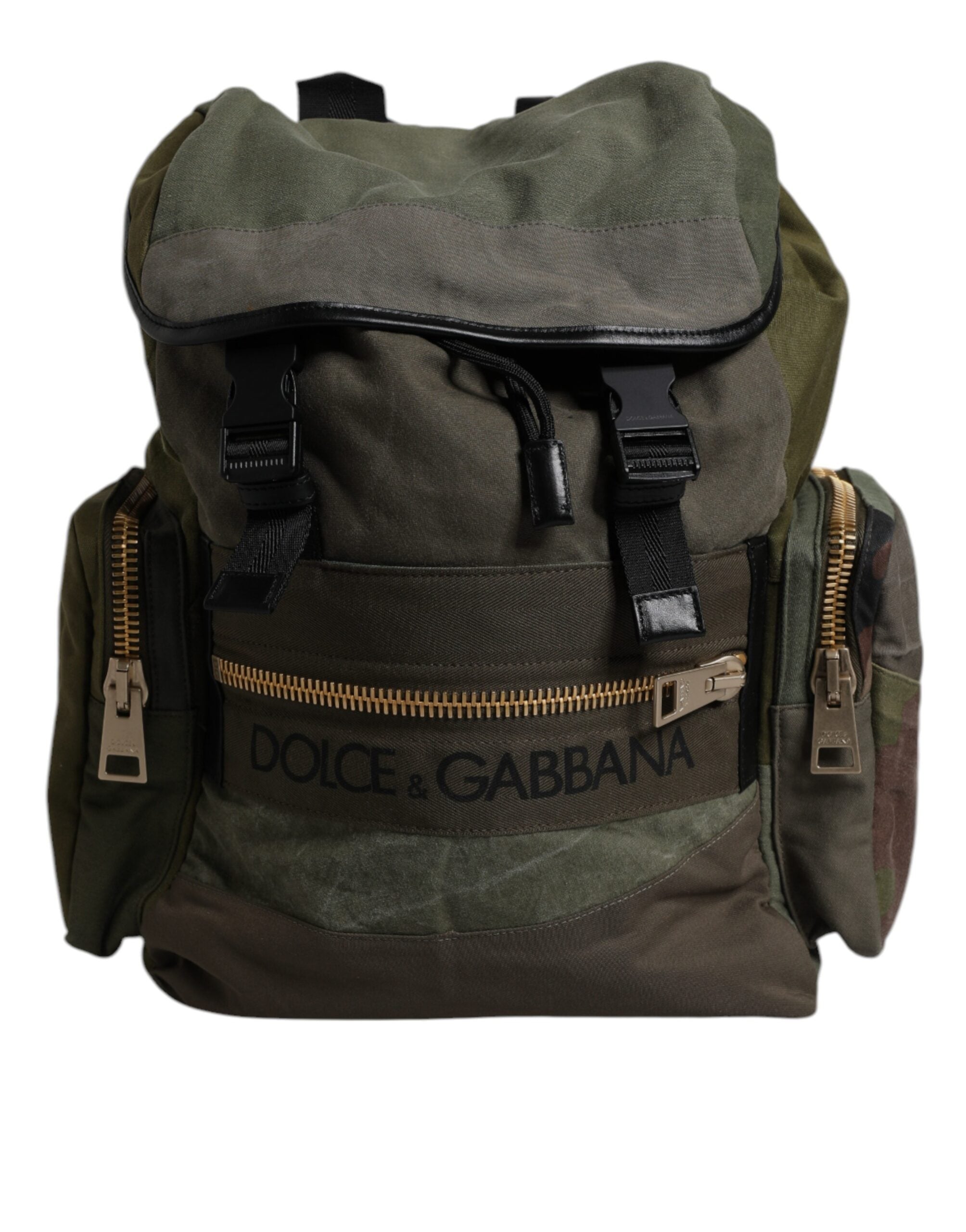Sac à dos d'école patchwork vert militaire Dolce &amp; Gabbana