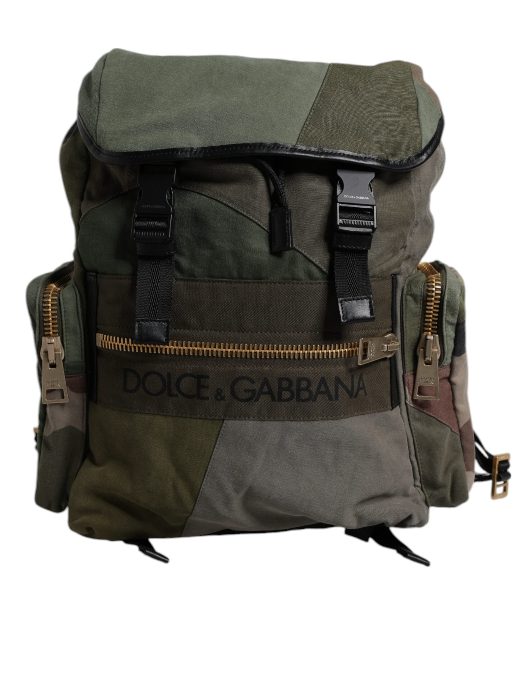 Sac à dos de voyage patchwork vert militaire Dolce &amp; Gabbana