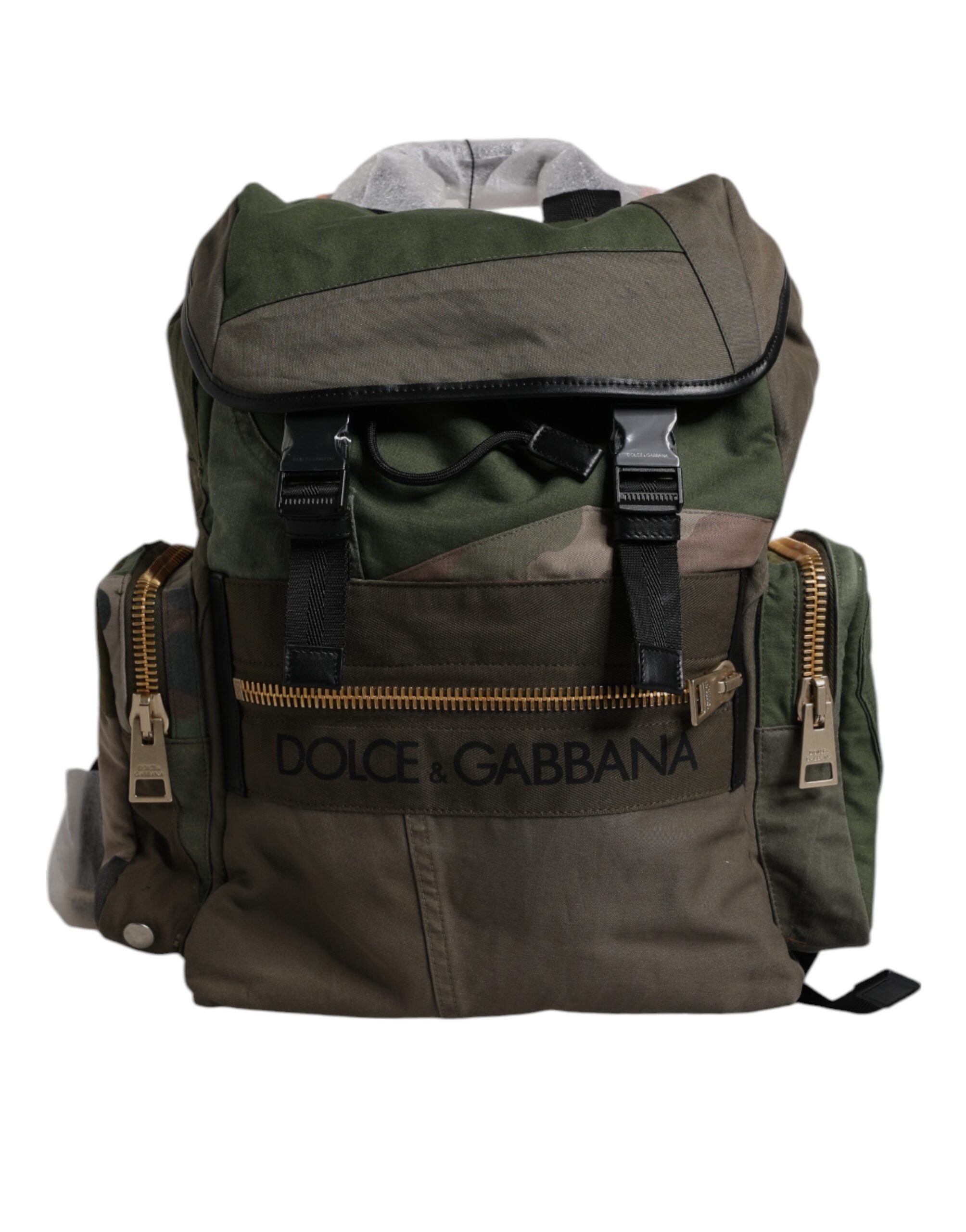Sac à dos de voyage patchwork vert militaire Dolce &amp; Gabbana