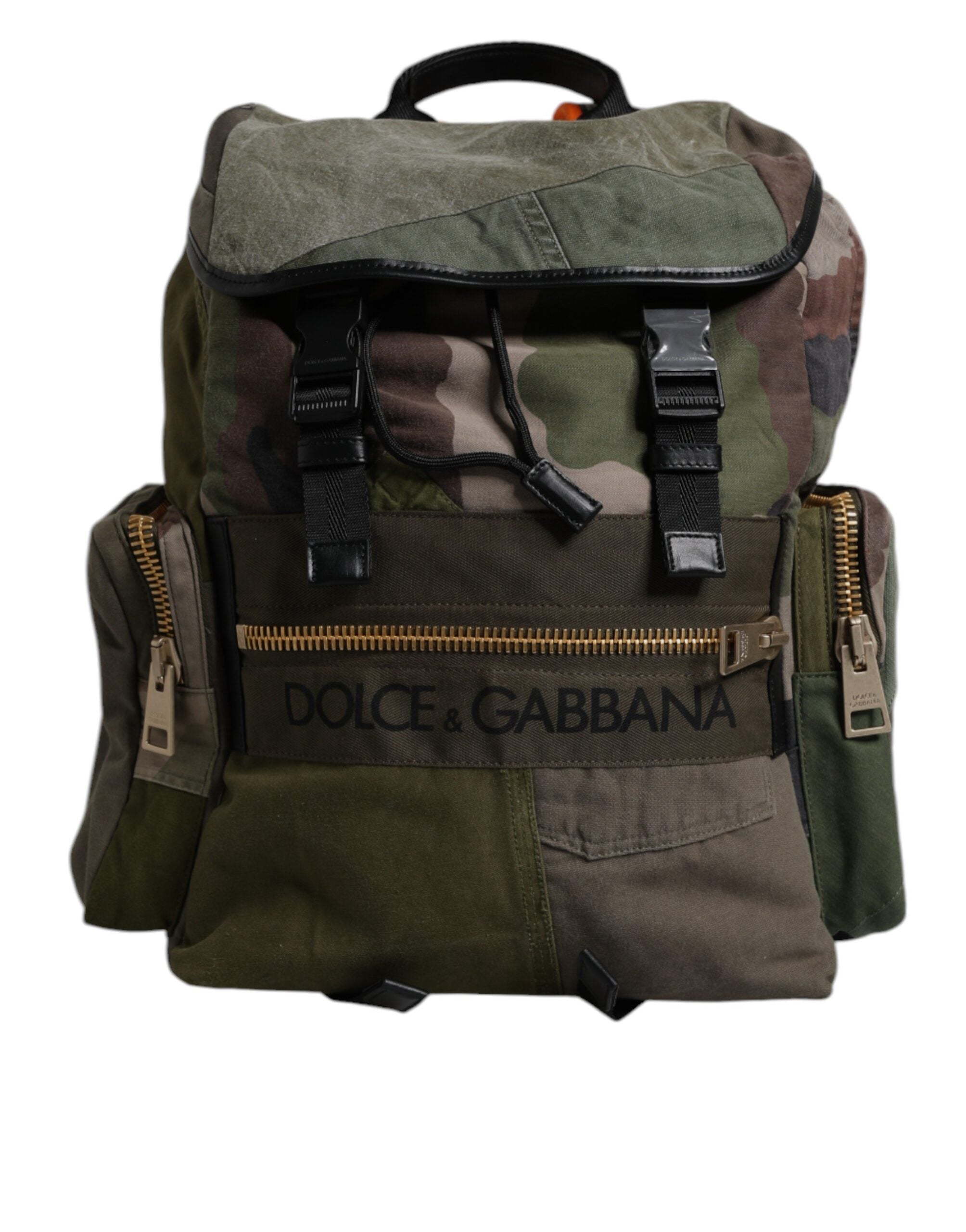 Sac à dos d'école patchwork vert militaire Dolce &amp; Gabbana