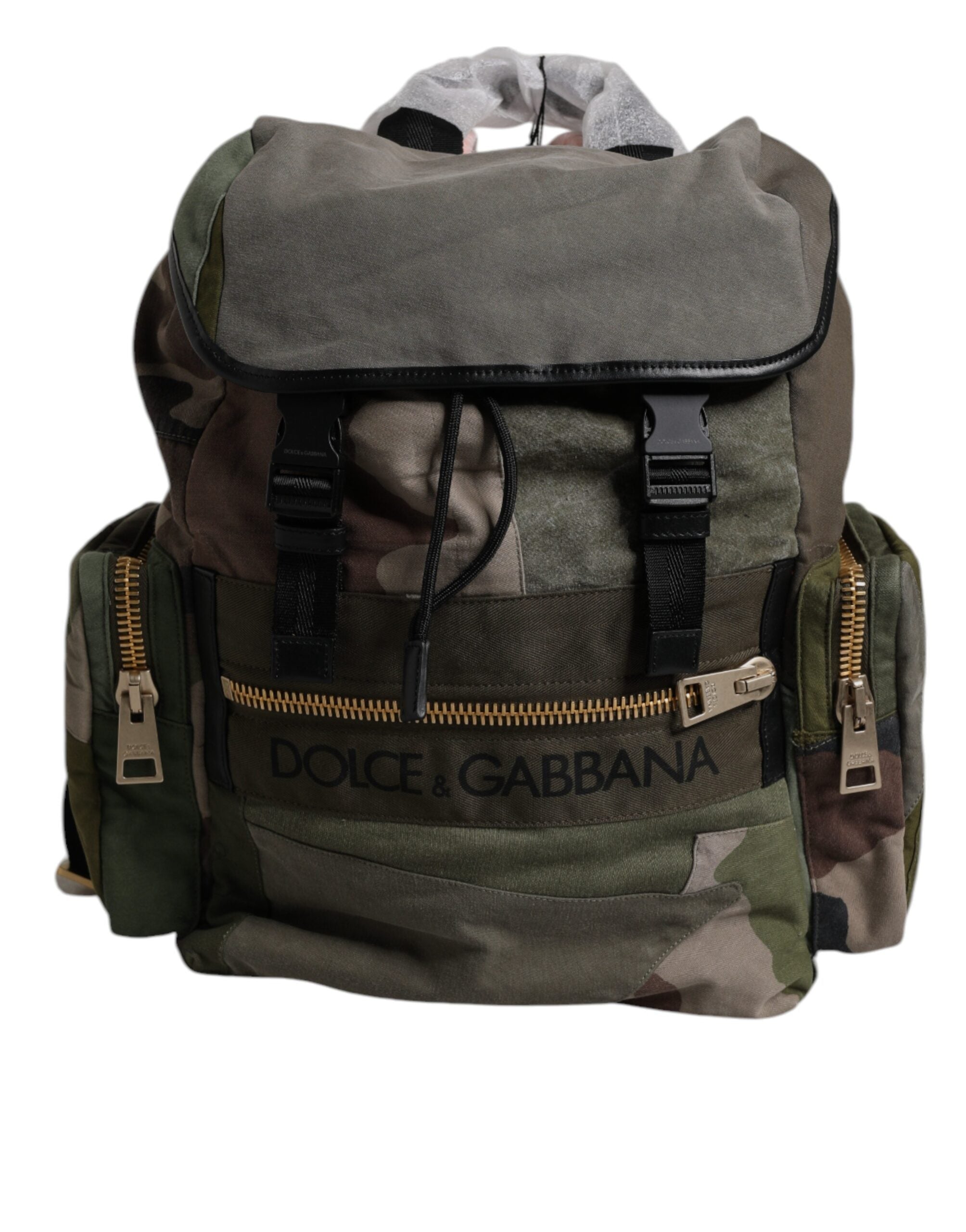 Sac à dos d'école patchwork vert militaire Dolce &amp; Gabbana