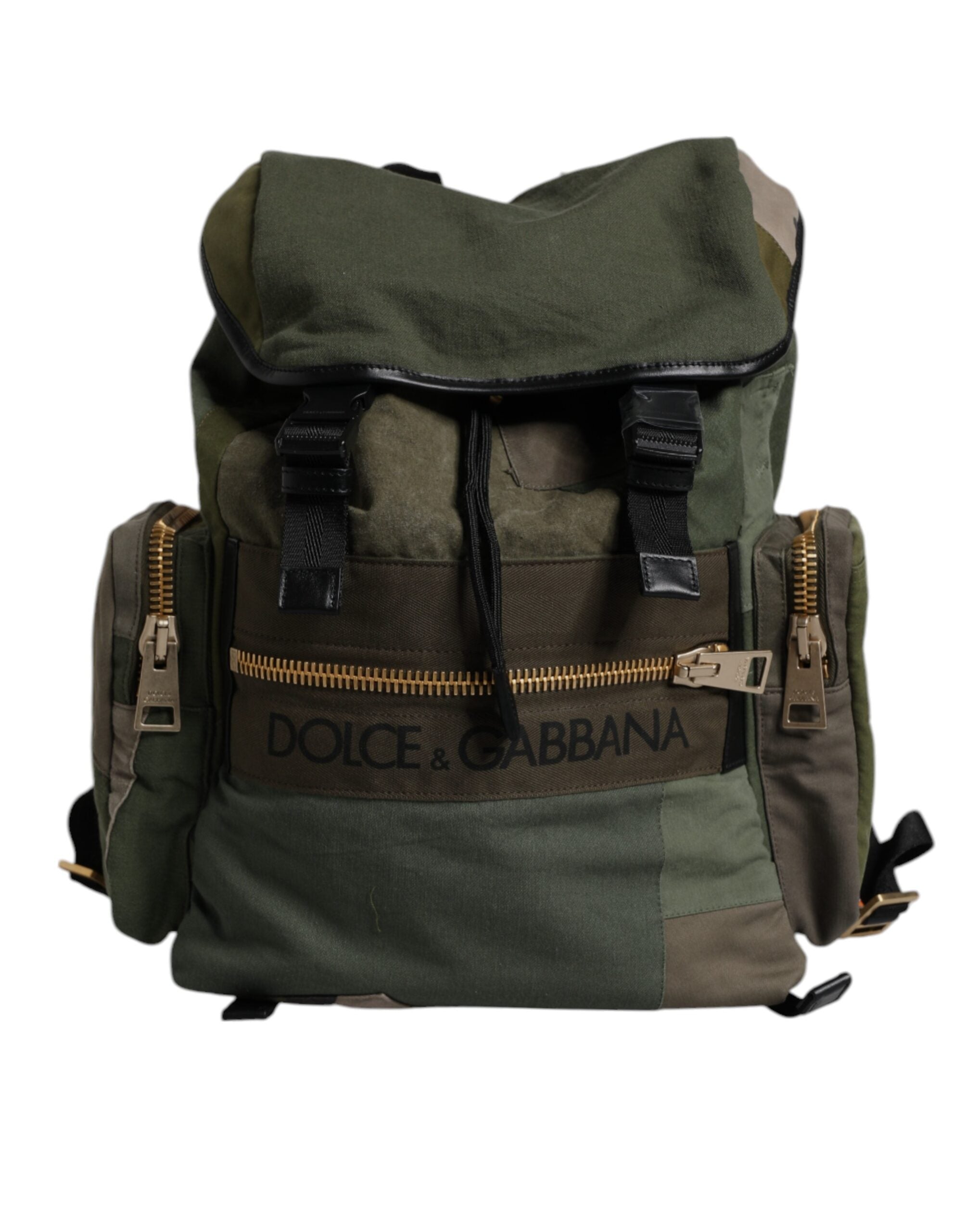Sac à dos d'école patchwork vert militaire Dolce &amp; Gabbana