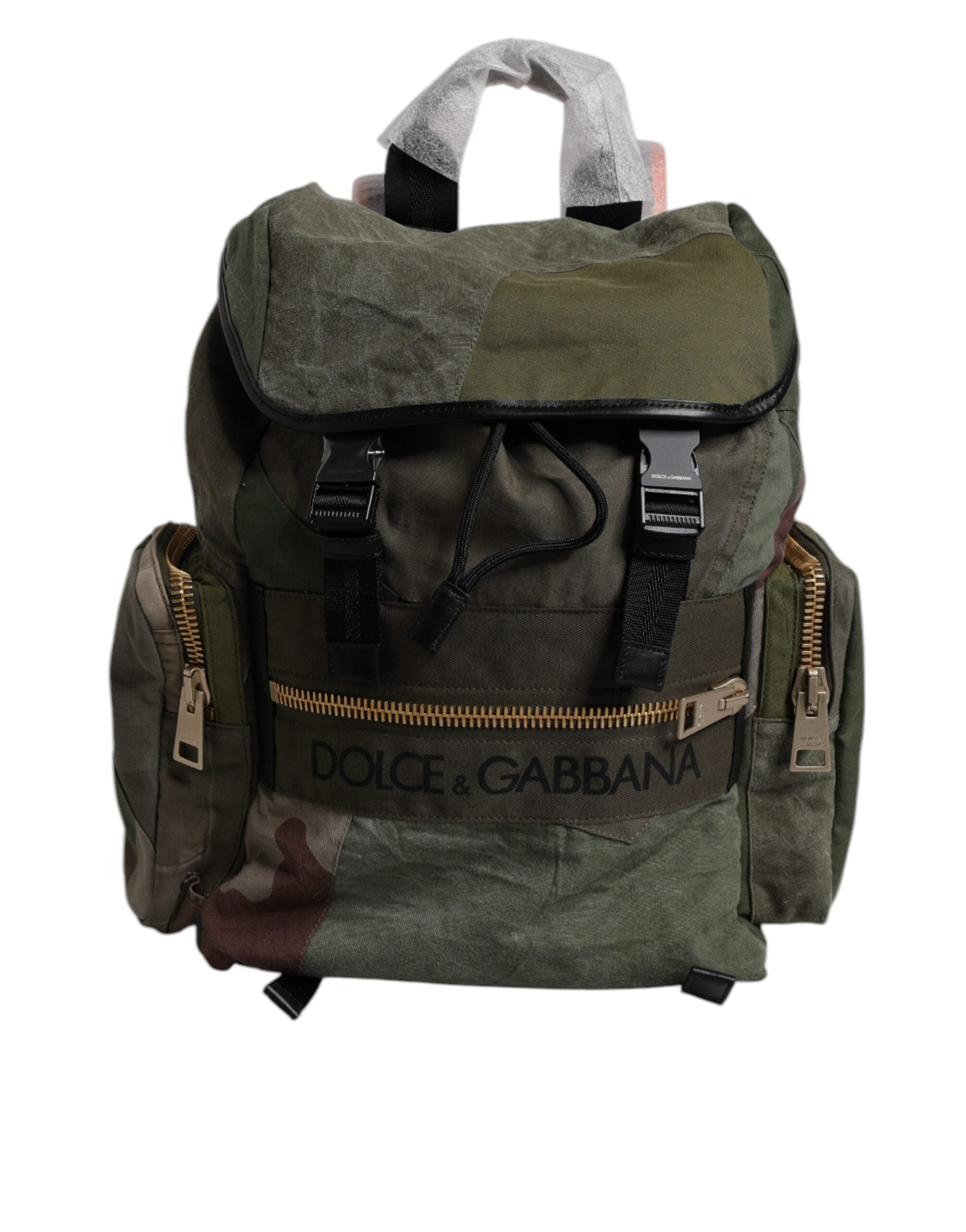 Sac à dos de voyage patchwork vert militaire Dolce &amp; Gabbana