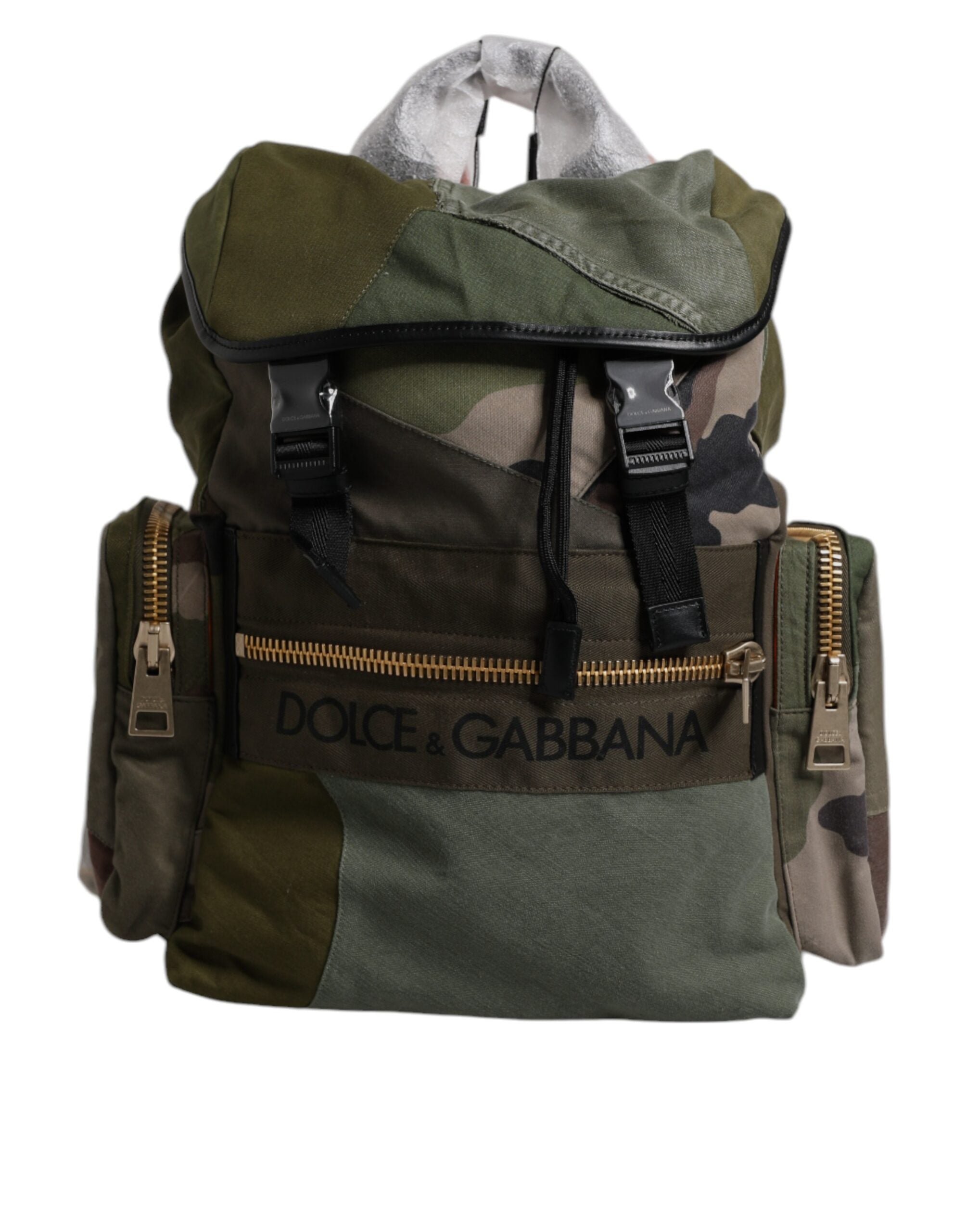 Sac à dos de voyage patchwork vert militaire Dolce &amp; Gabbana