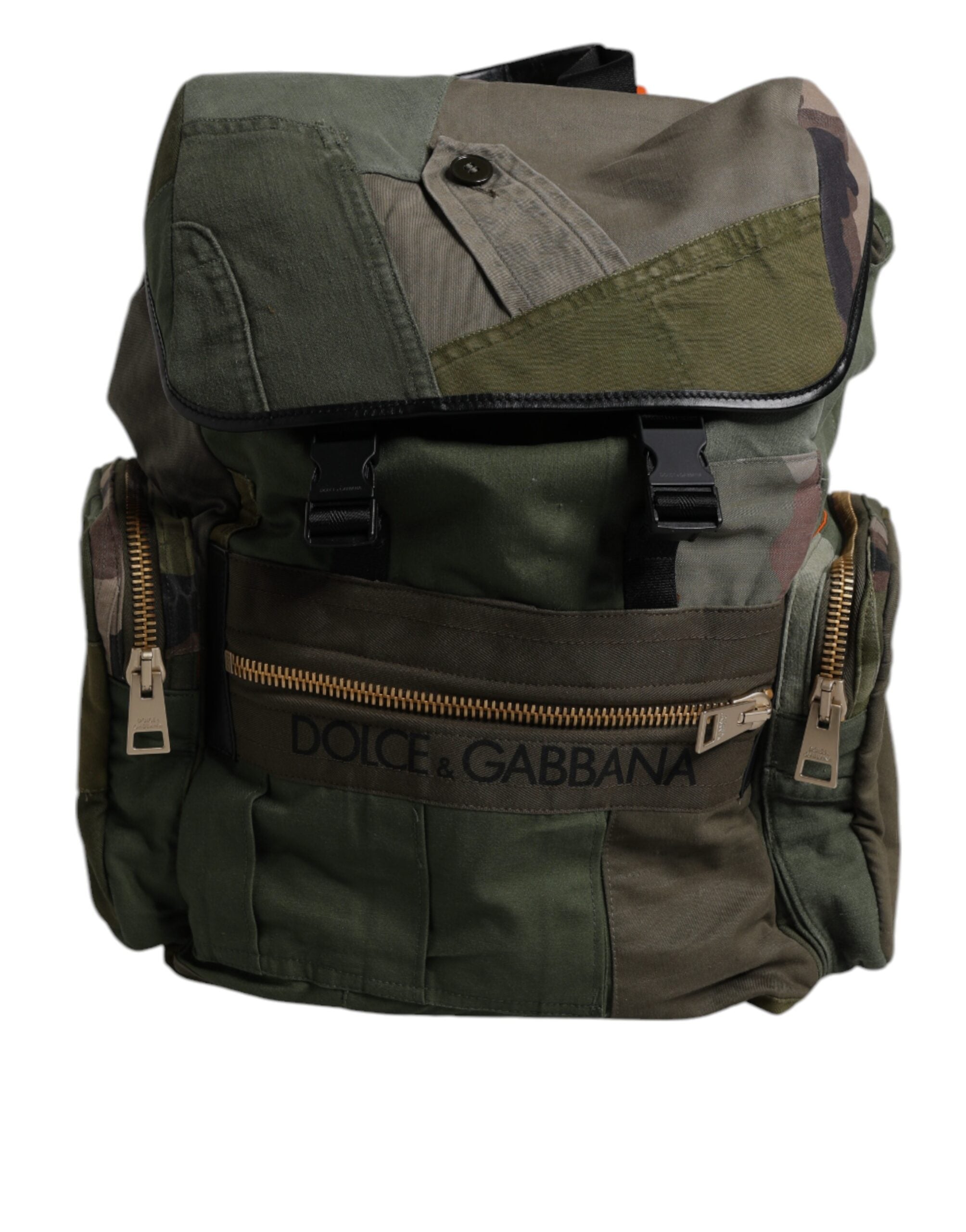 Sac à dos de voyage patchwork vert militaire Dolce &amp; Gabbana