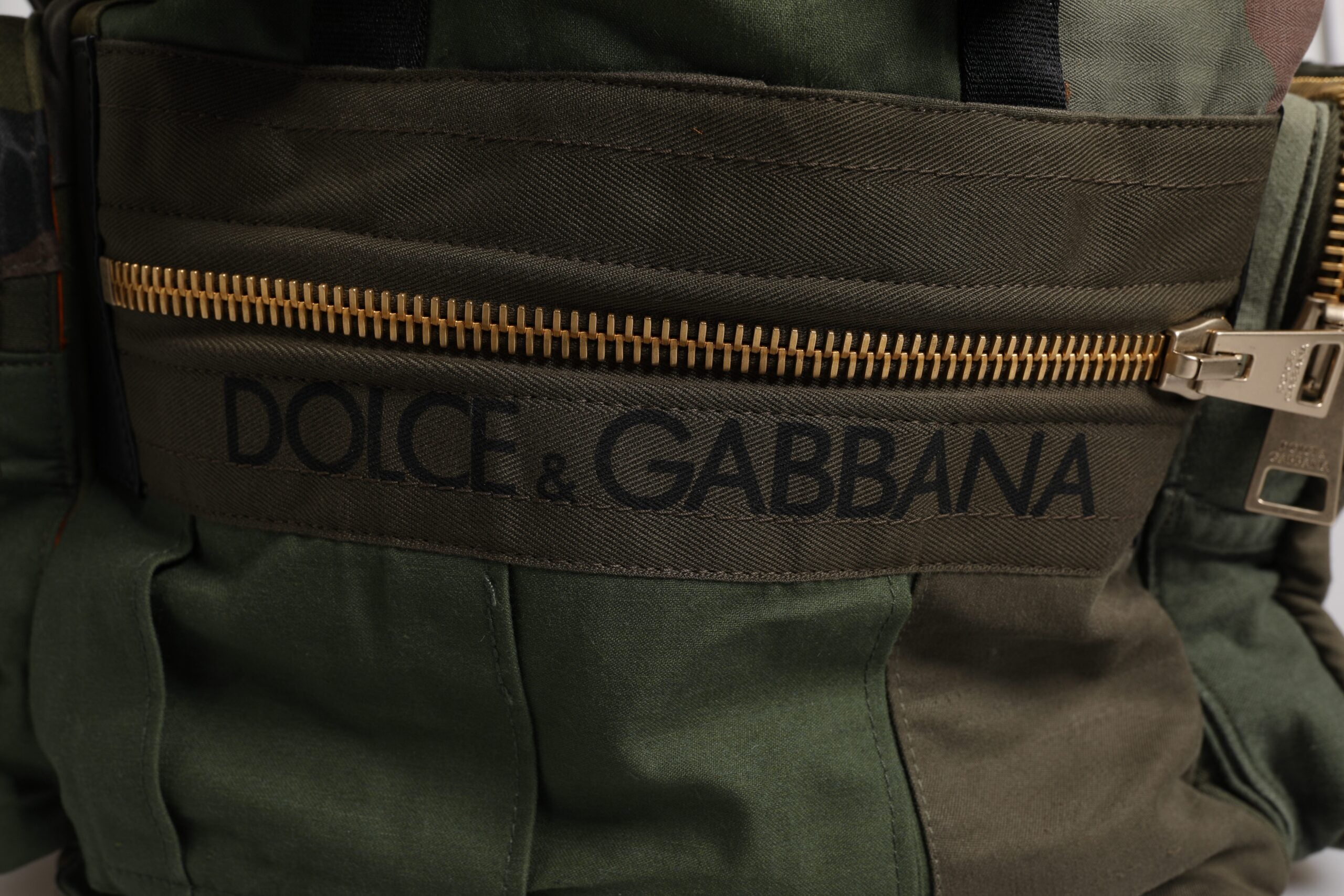 Sac à dos de voyage patchwork vert militaire Dolce &amp; Gabbana