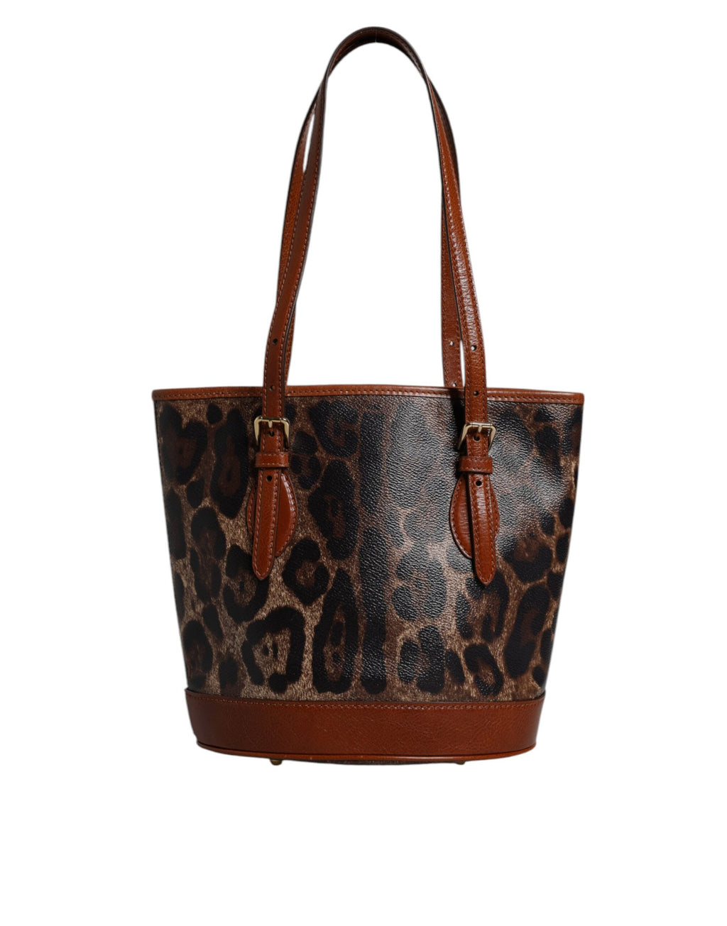 Dolce &amp; Gabbana – Tragetasche aus braunem Leder mit Leopardenmuster und Schulterriemen