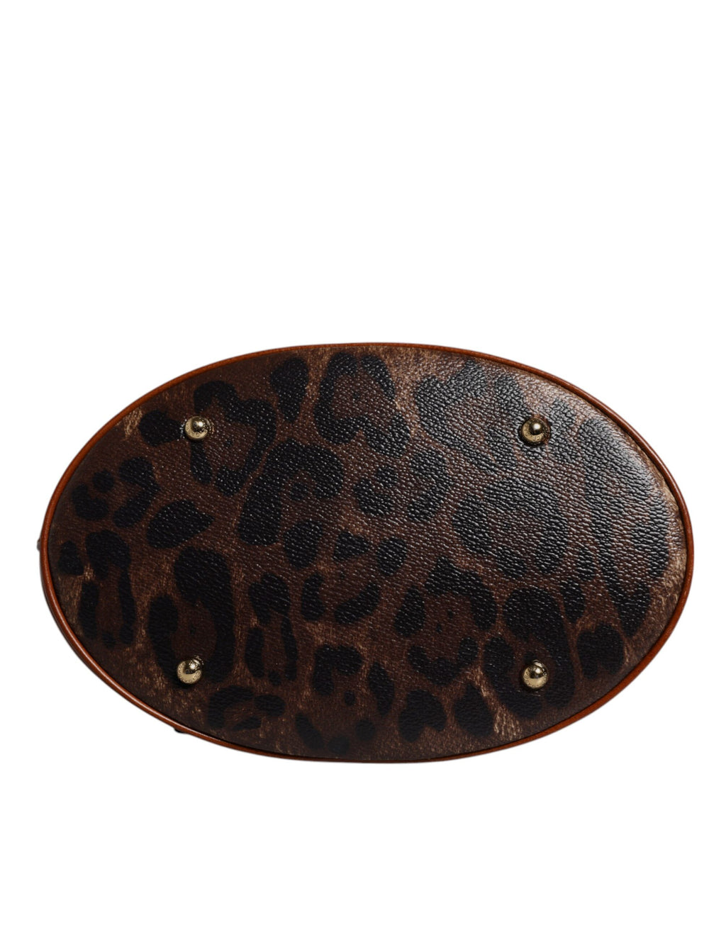 Dolce &amp; Gabbana – Tragetasche aus braunem Leder mit Leopardenmuster und Schulterriemen