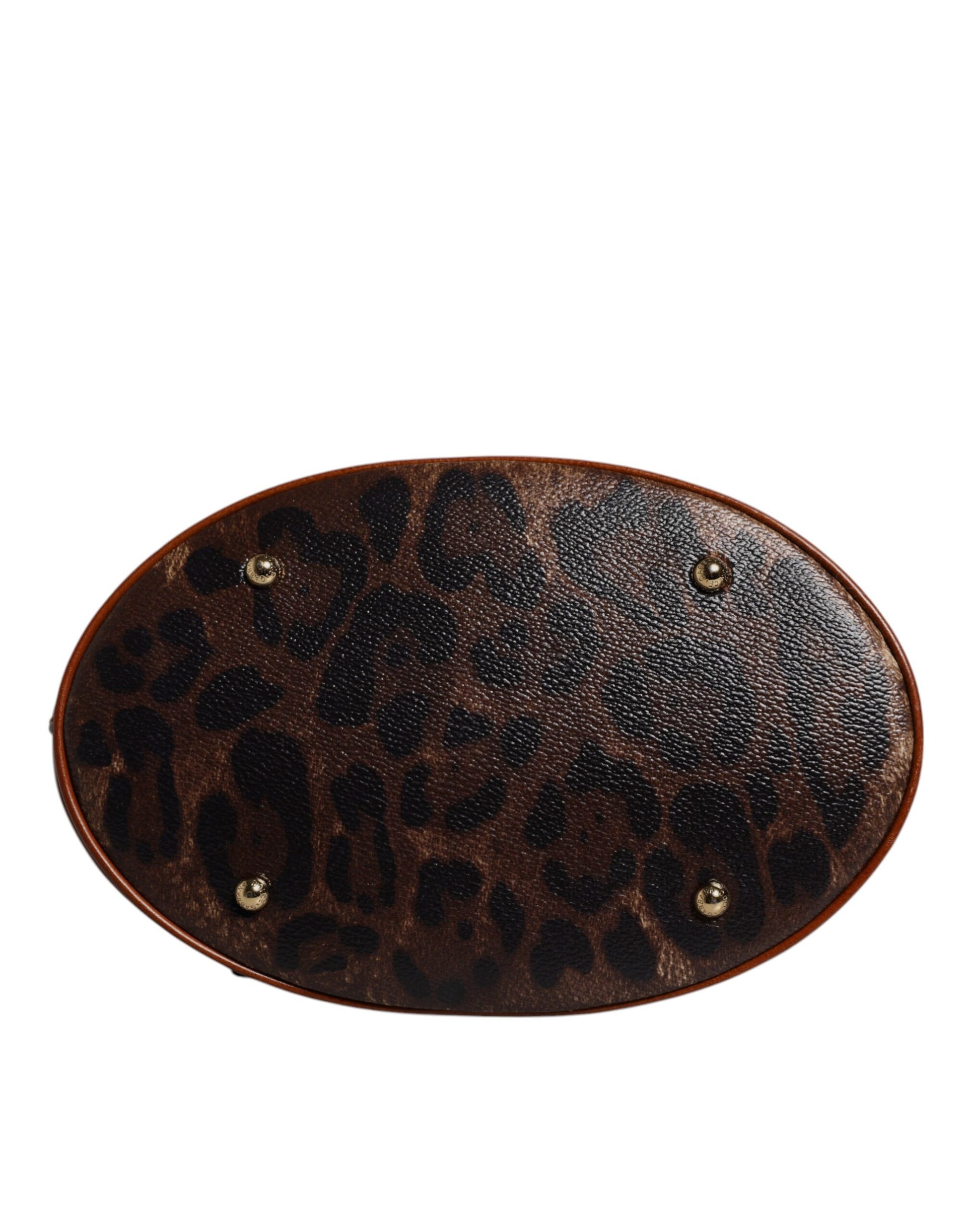 Dolce &amp; Gabbana – Tragetasche aus braunem Leder mit Leopardenmuster und Schulterriemen