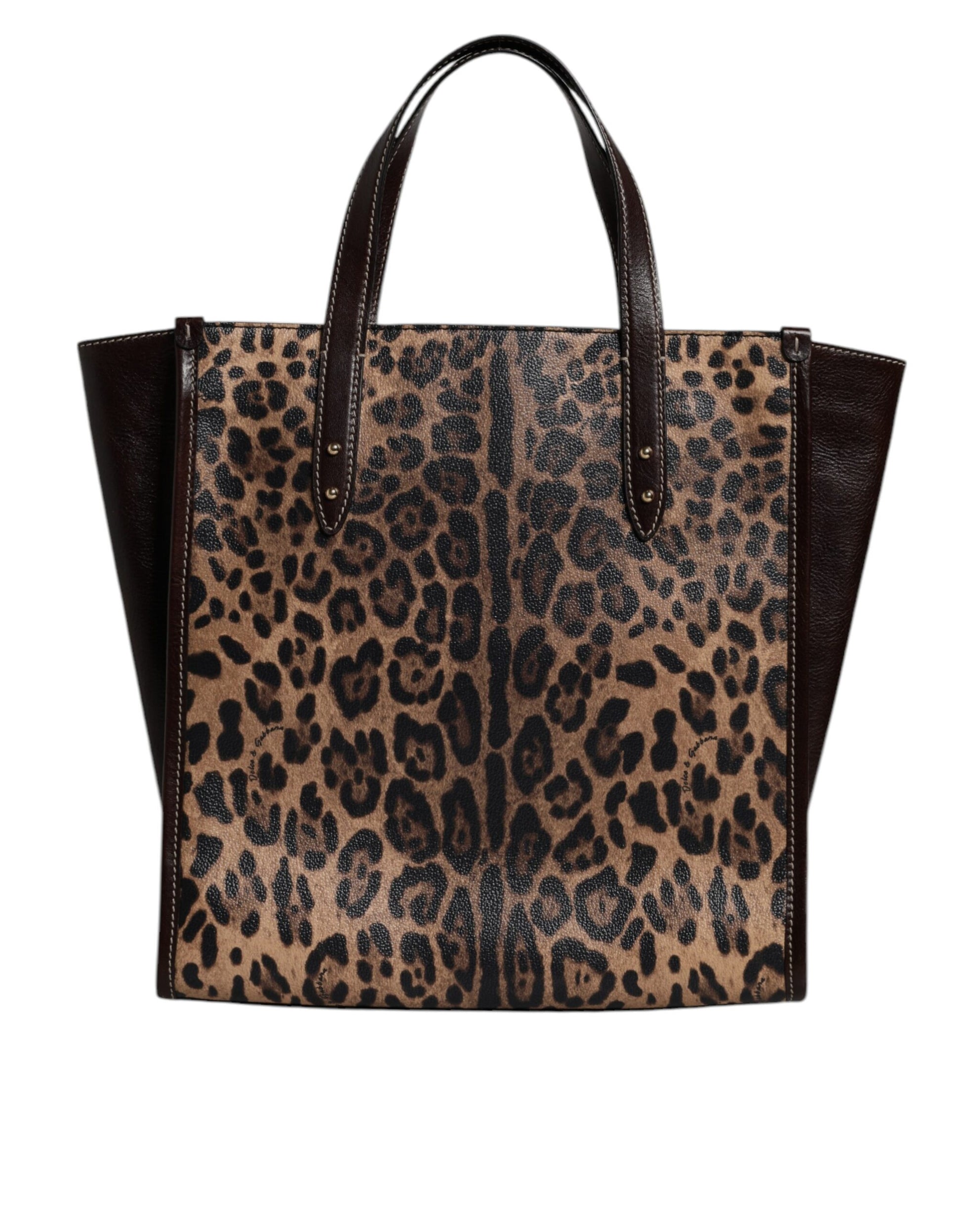 Dolce &amp; Gabbana – Tragetasche aus braunem Leder mit Leopardenmuster und Schulterriemen