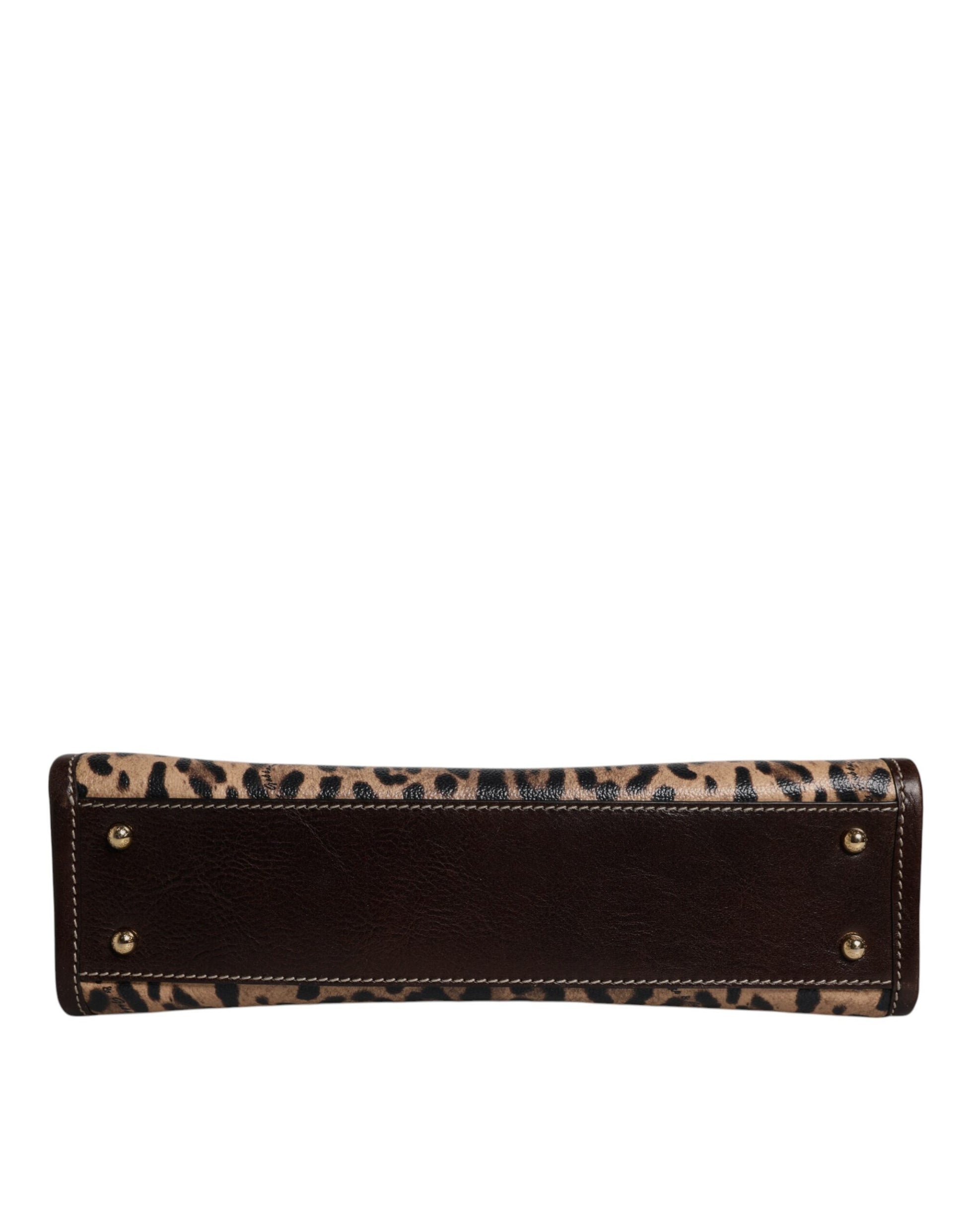 Dolce &amp; Gabbana – Tragetasche aus braunem Leder mit Leopardenmuster und Schulterriemen