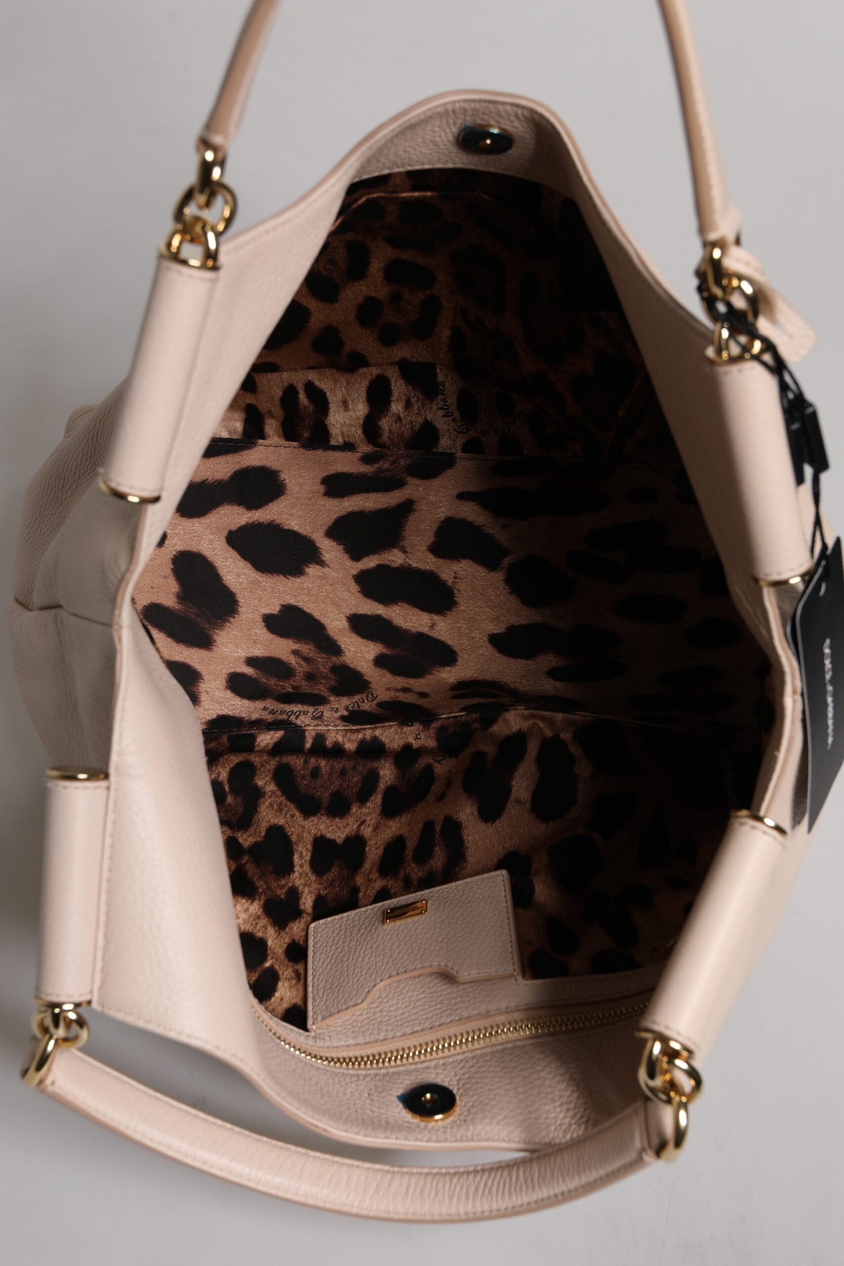 Dolce &amp; Gabbana – Tragetasche mit Logo-Schild aus Hirschleder in Hellrosa