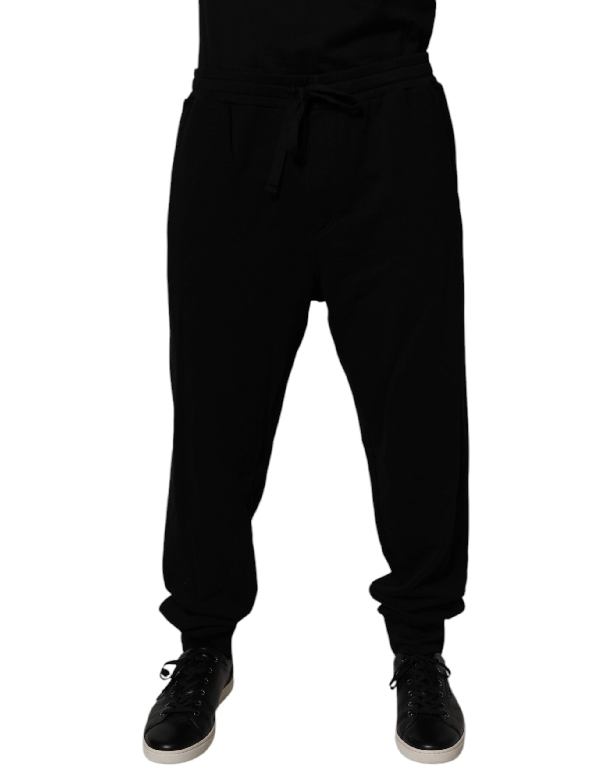 Dolce &amp; Gabbana – Schwarze Jogginghose aus Baumwolle mit Kronenlogo