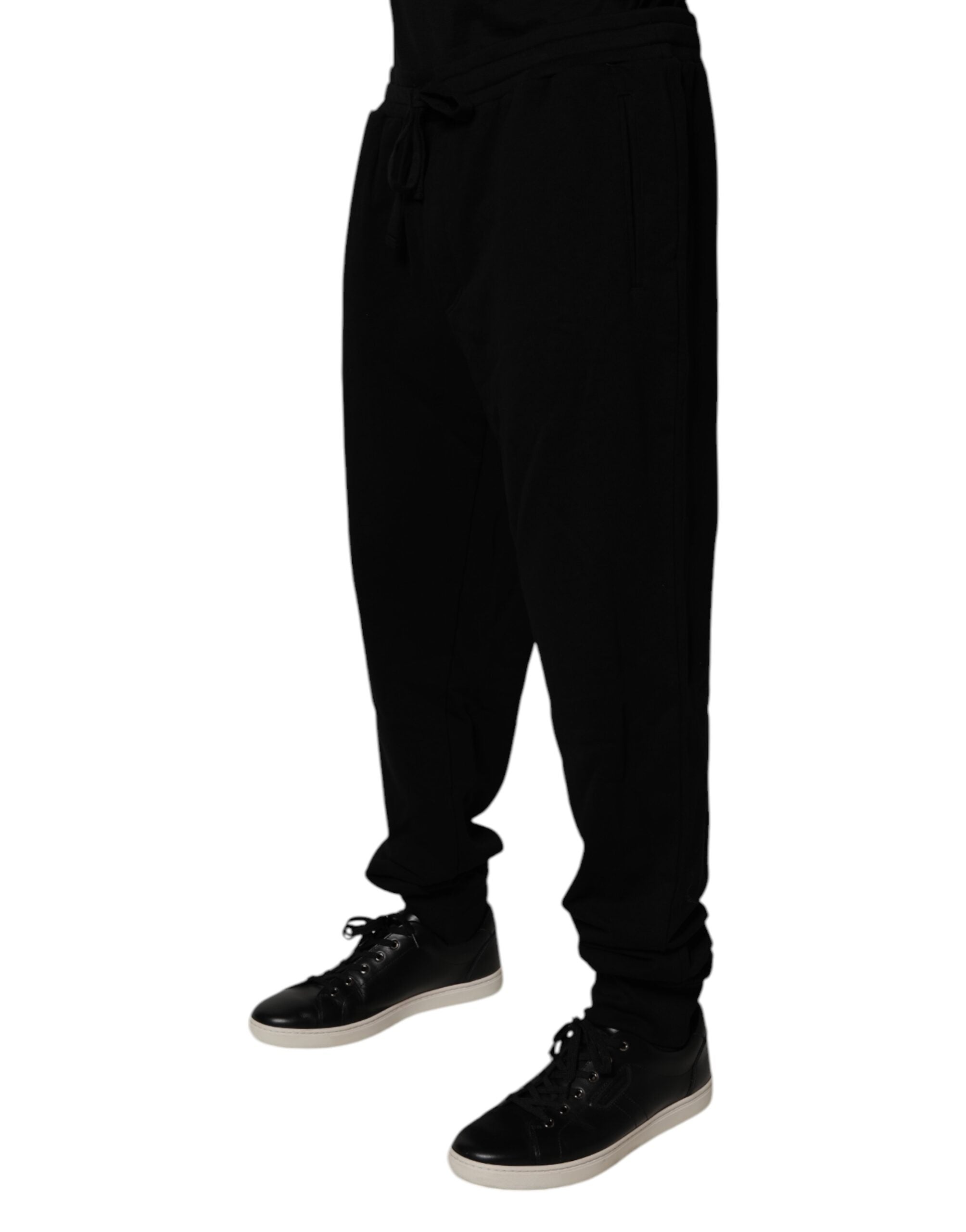 Dolce &amp; Gabbana – Schwarze Jogginghose aus Baumwolle mit Kronenlogo
