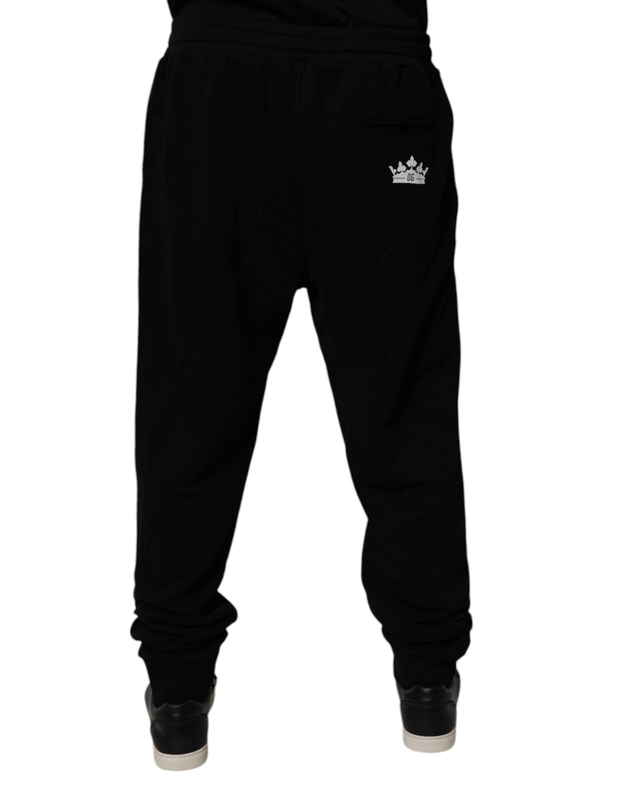 Dolce &amp; Gabbana – Schwarze Jogginghose aus Baumwolle mit Kronenlogo