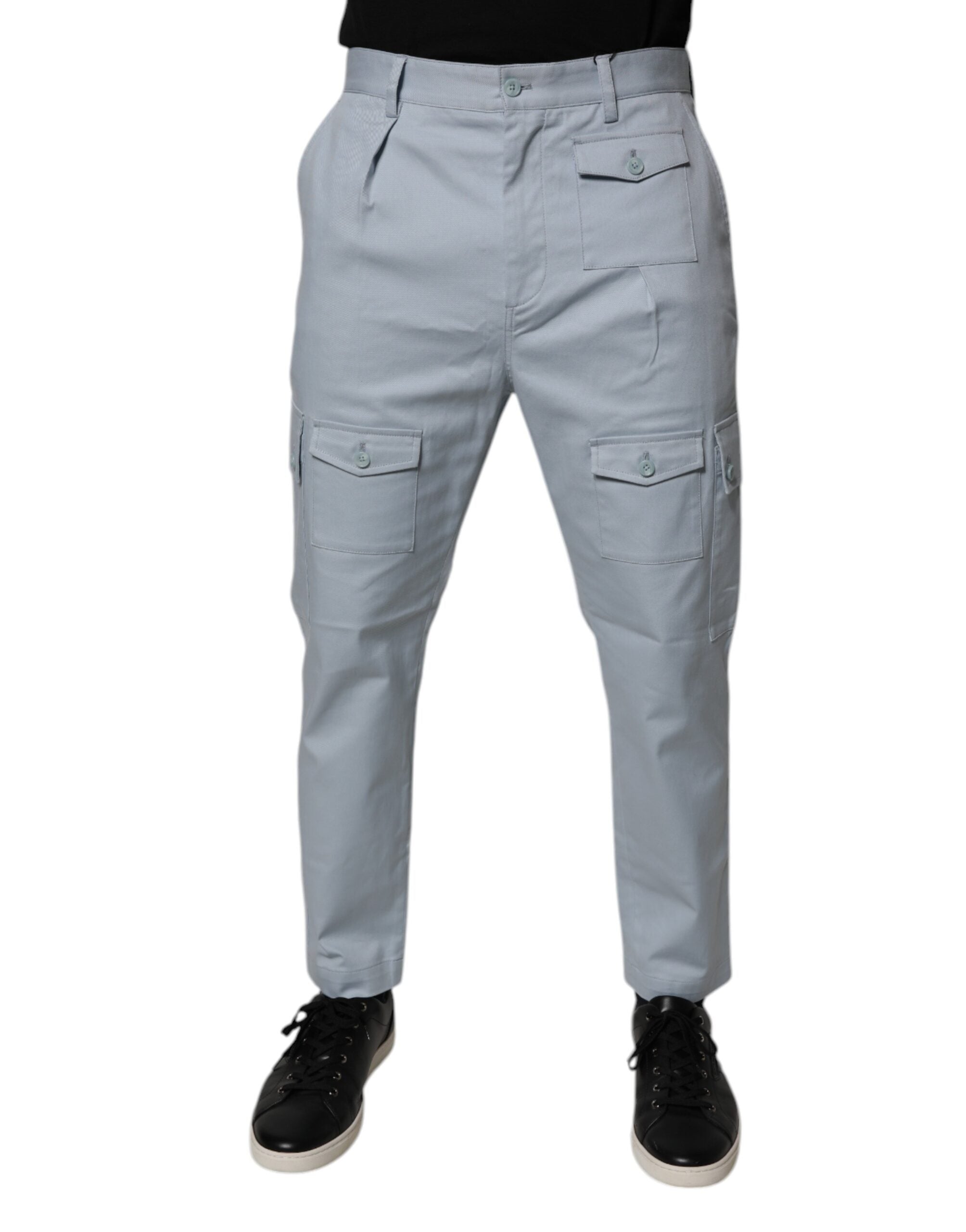 Dolce &amp; Gabbana Hellblaue Cargo-Kartonhose aus Baumwolle