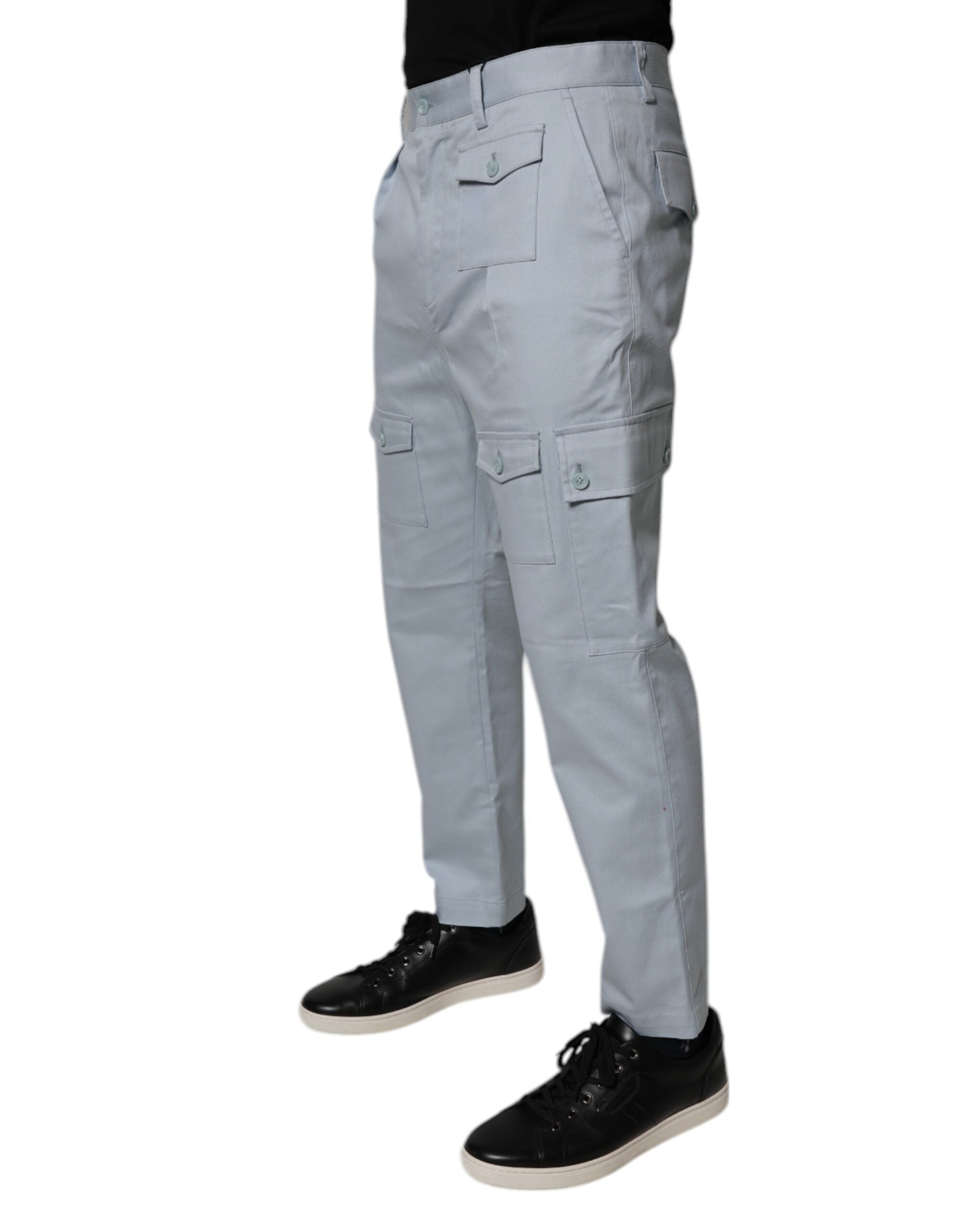 Dolce &amp; Gabbana Hellblaue Cargo-Kartonhose aus Baumwolle