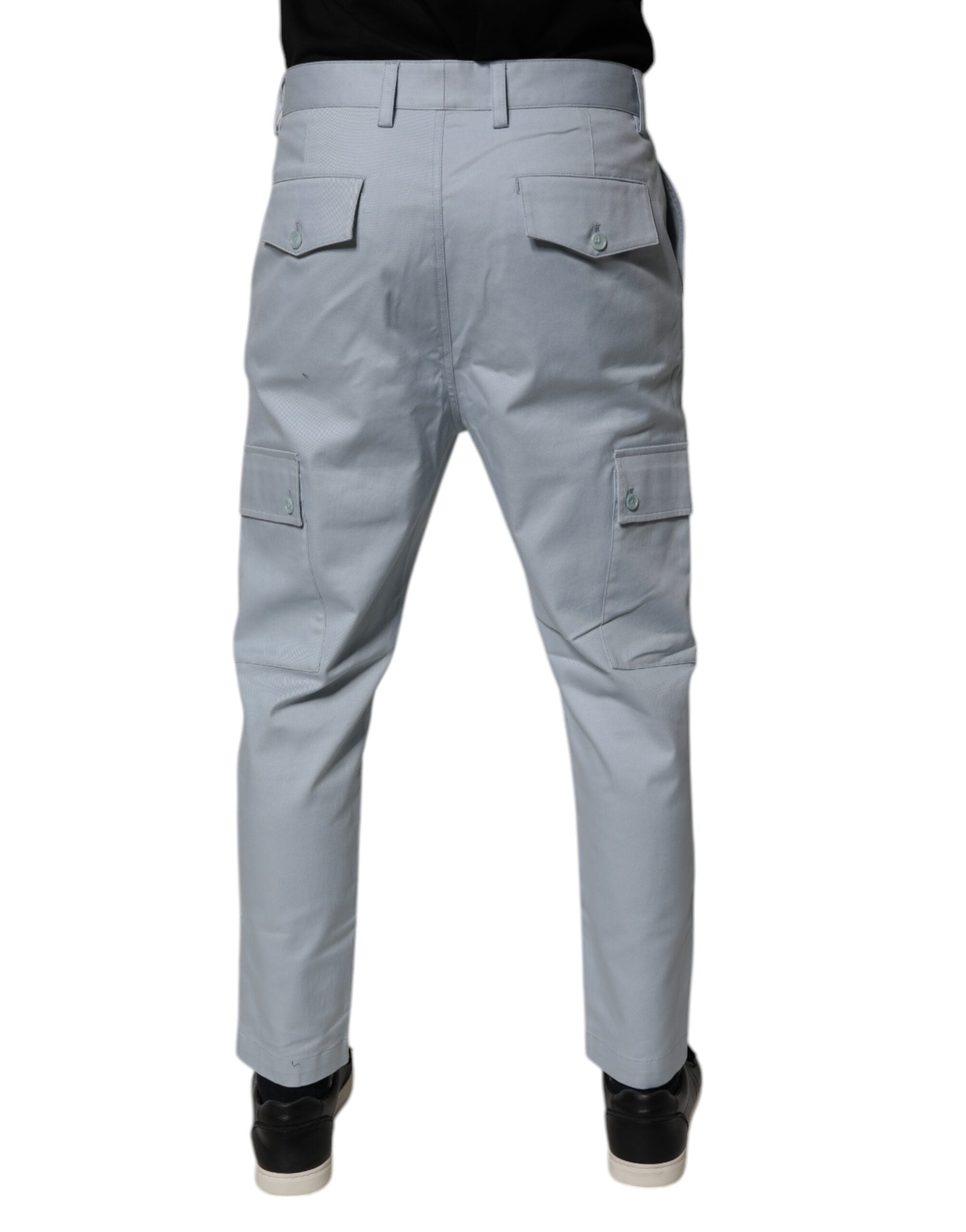 Dolce &amp; Gabbana Hellblaue Cargo-Kartonhose aus Baumwolle