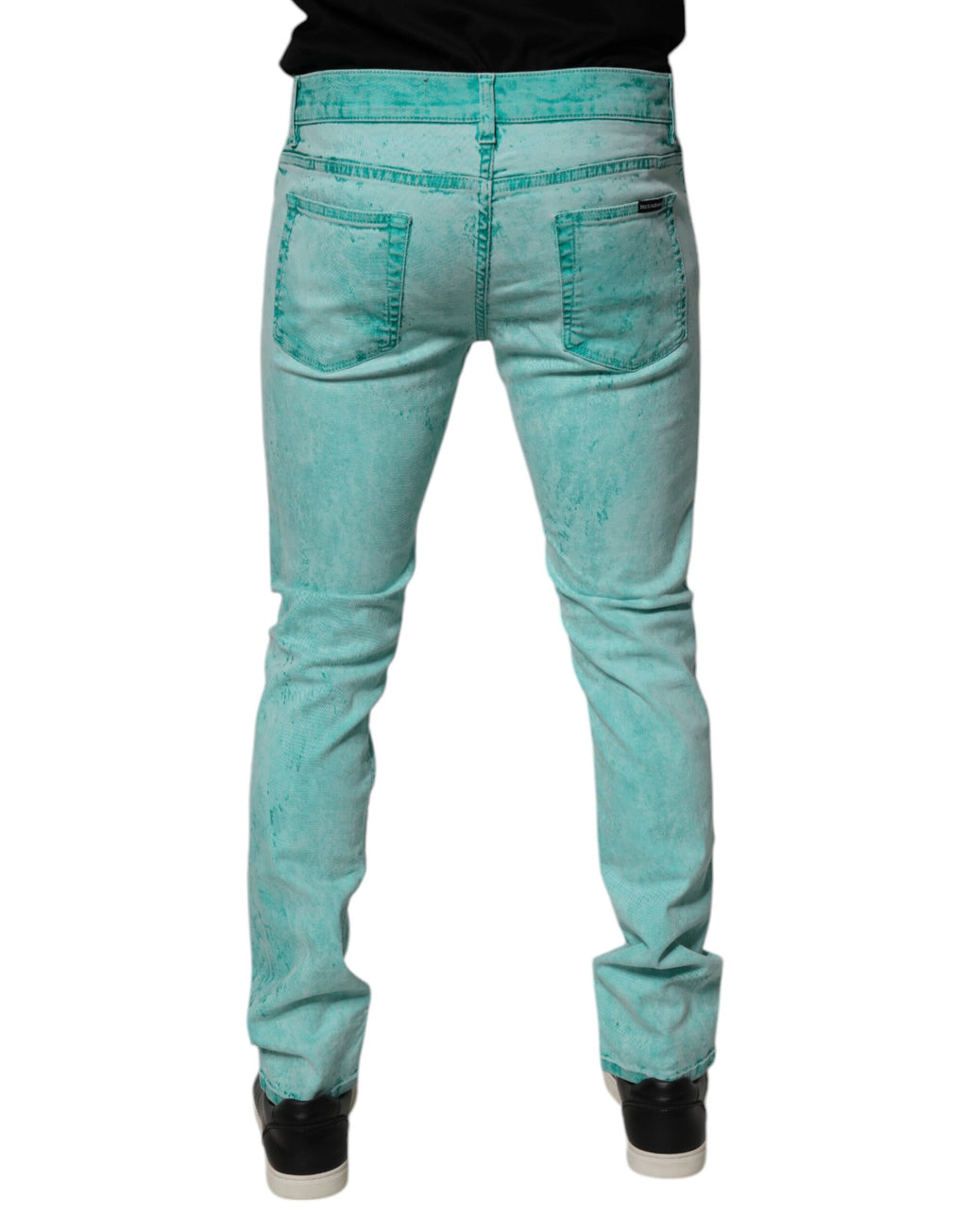Dolce &amp; Gabbana – Grüne Skinny-Jeans aus Baumwolle mit Batikmuster für Herren