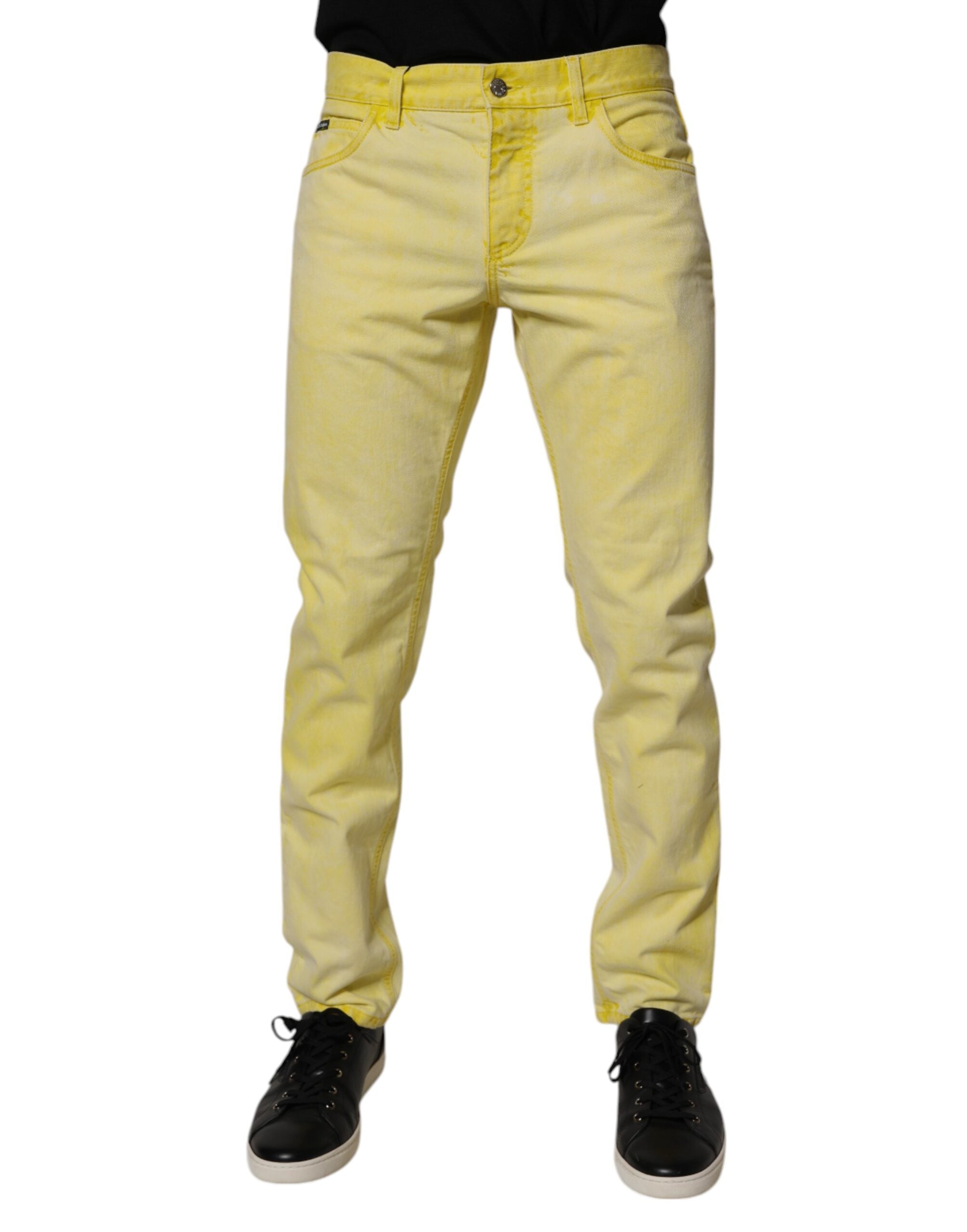 Dolce &amp; Gabbana Gelbe Skinny-Jeans aus Baumwollstretch für Herren