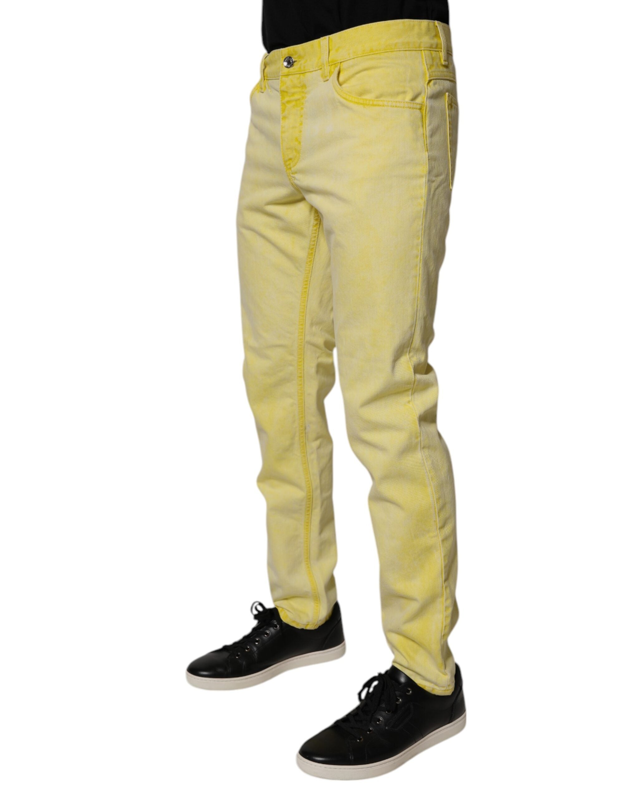 Dolce &amp; Gabbana Gelbe Skinny-Jeans aus Baumwollstretch für Herren