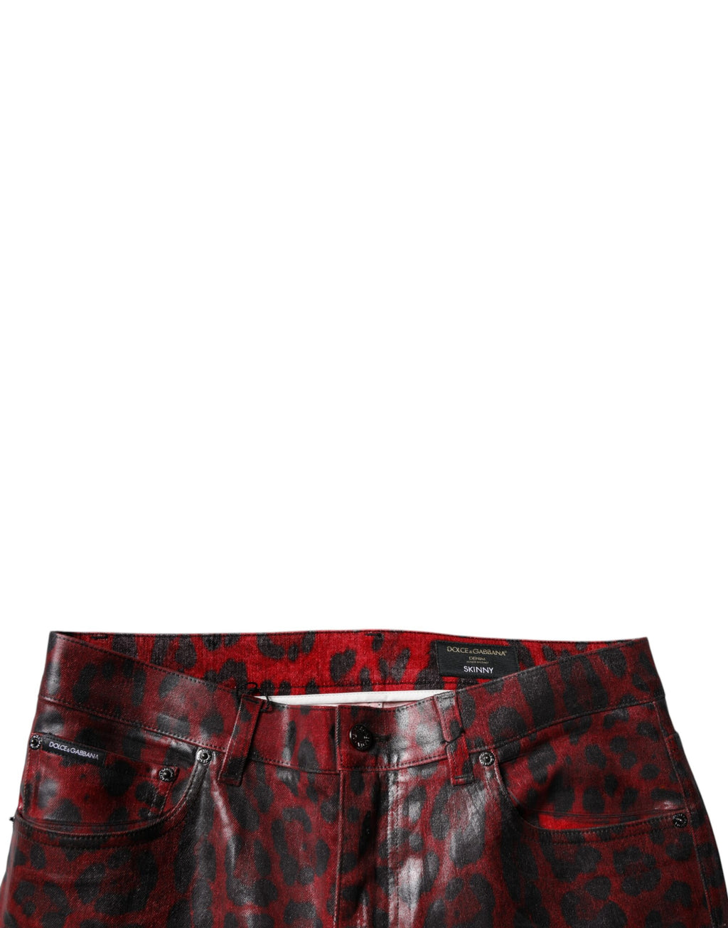 Dolce &amp; Gabbana Rote Skinny-Jeans aus Baumwolle mit Leopardenmuster für Herren