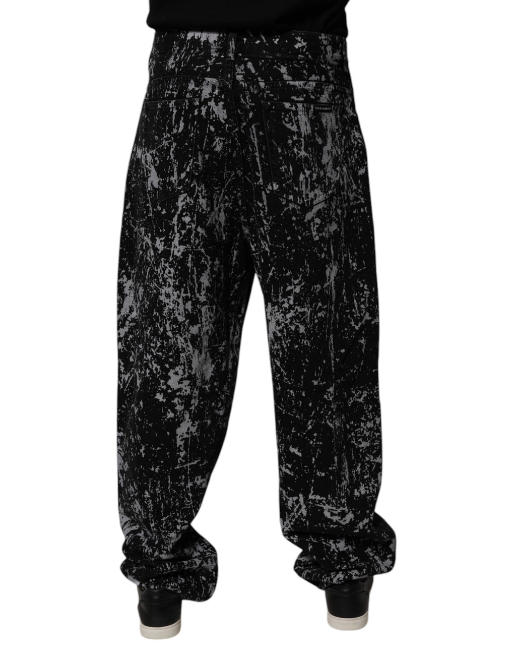Dolce &amp; Gabbana – Schwarze, gerade geschnittene Baumwolljeans mit Batikmuster für Herren