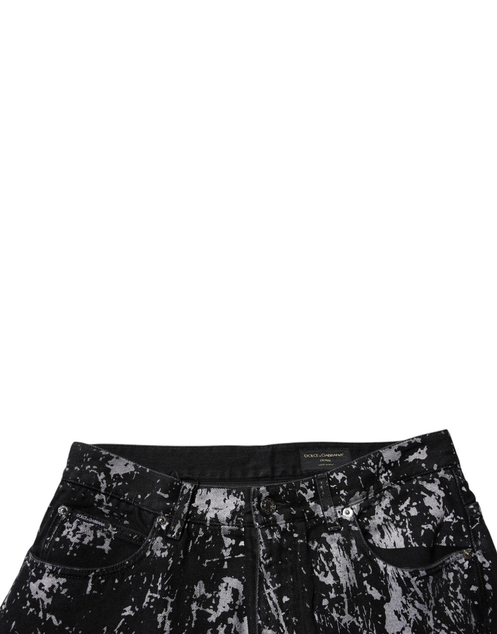 Dolce &amp; Gabbana – Schwarze, gerade geschnittene Baumwolljeans mit Batikmuster für Herren
