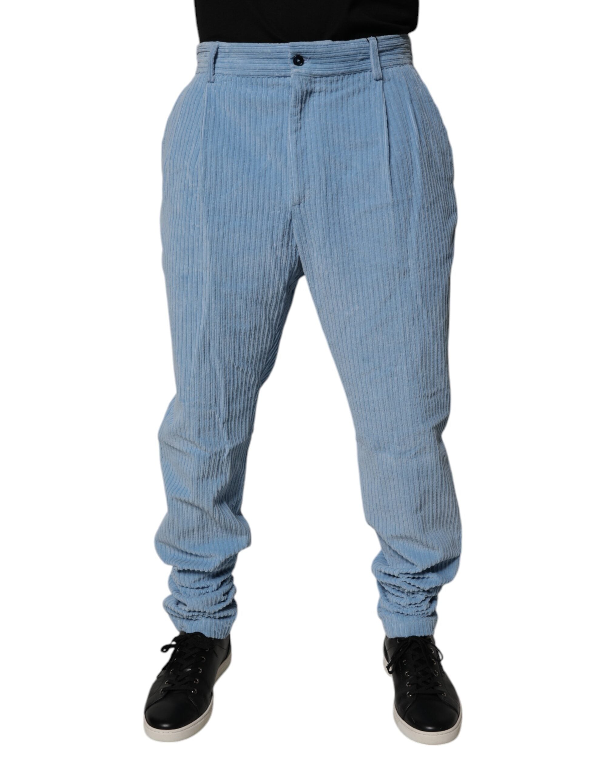 Dolce &amp; Gabbana Hellblaue Skinny-Jeans aus Cord-Baumwolle