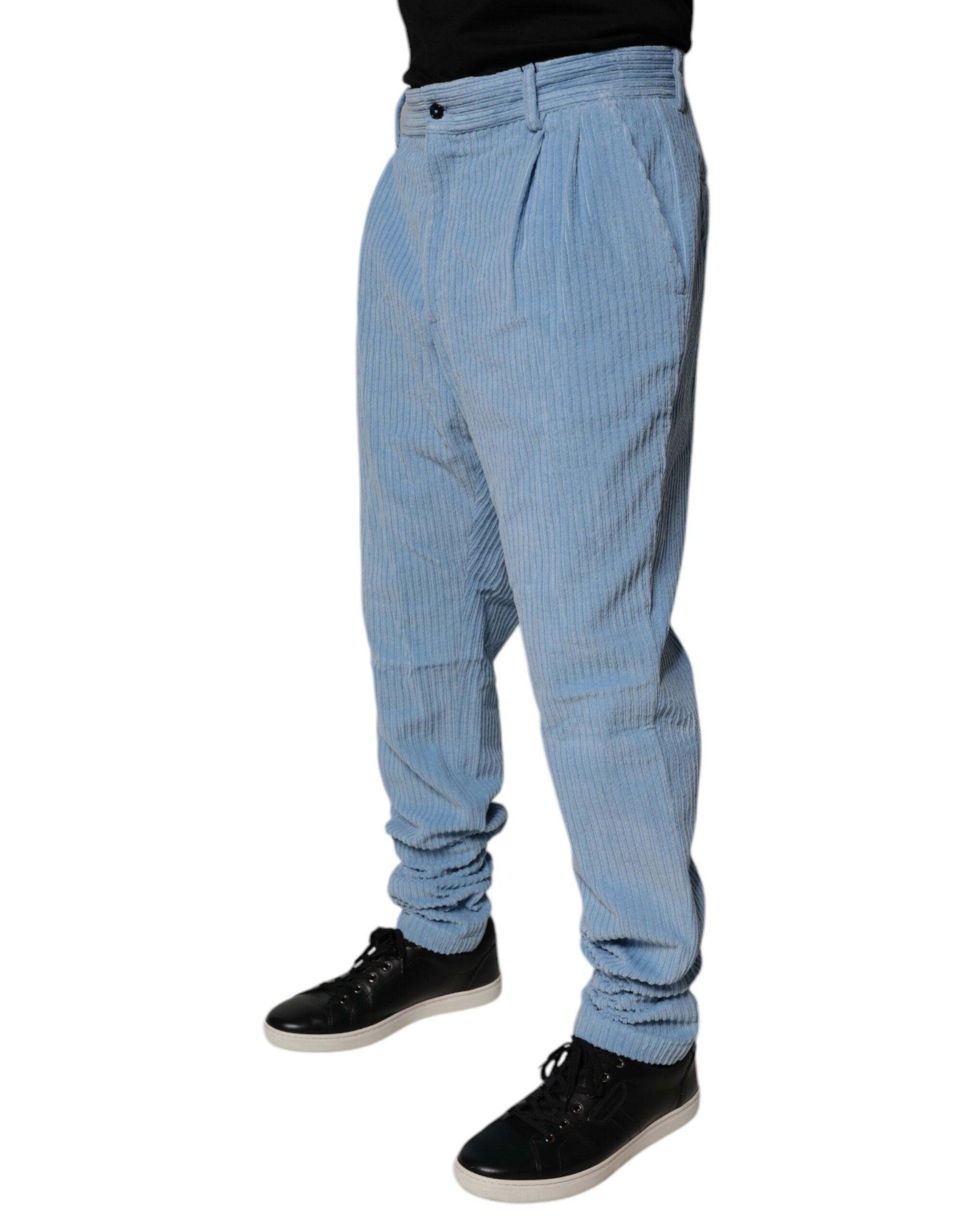 Dolce &amp; Gabbana Hellblaue Skinny-Jeans aus Cord-Baumwolle