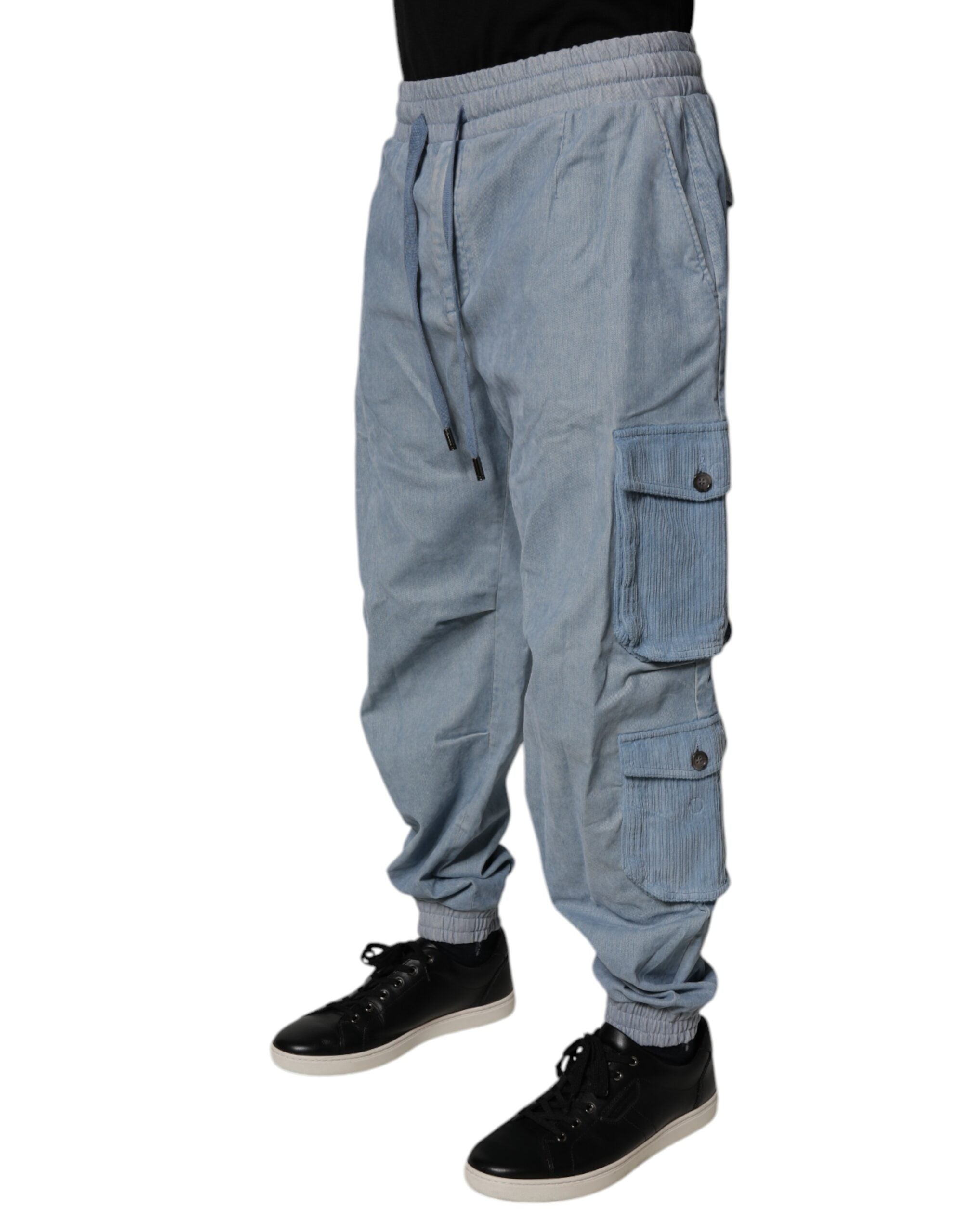 Dolce &amp; Gabbana Hellblaue Cargo-Jogginghose aus Baumwolle für Herren