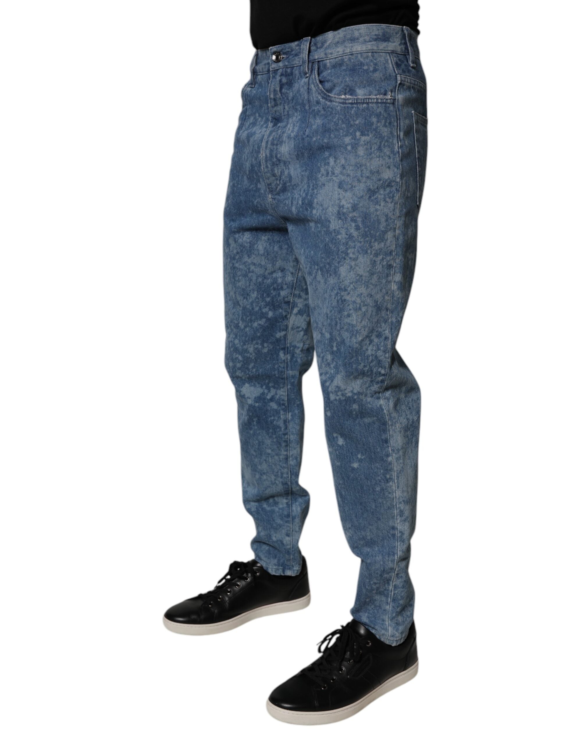 Dolce &amp; Gabbana – Skinny-Jeans aus Baumwolle in Blau mit Batikmuster für Herren