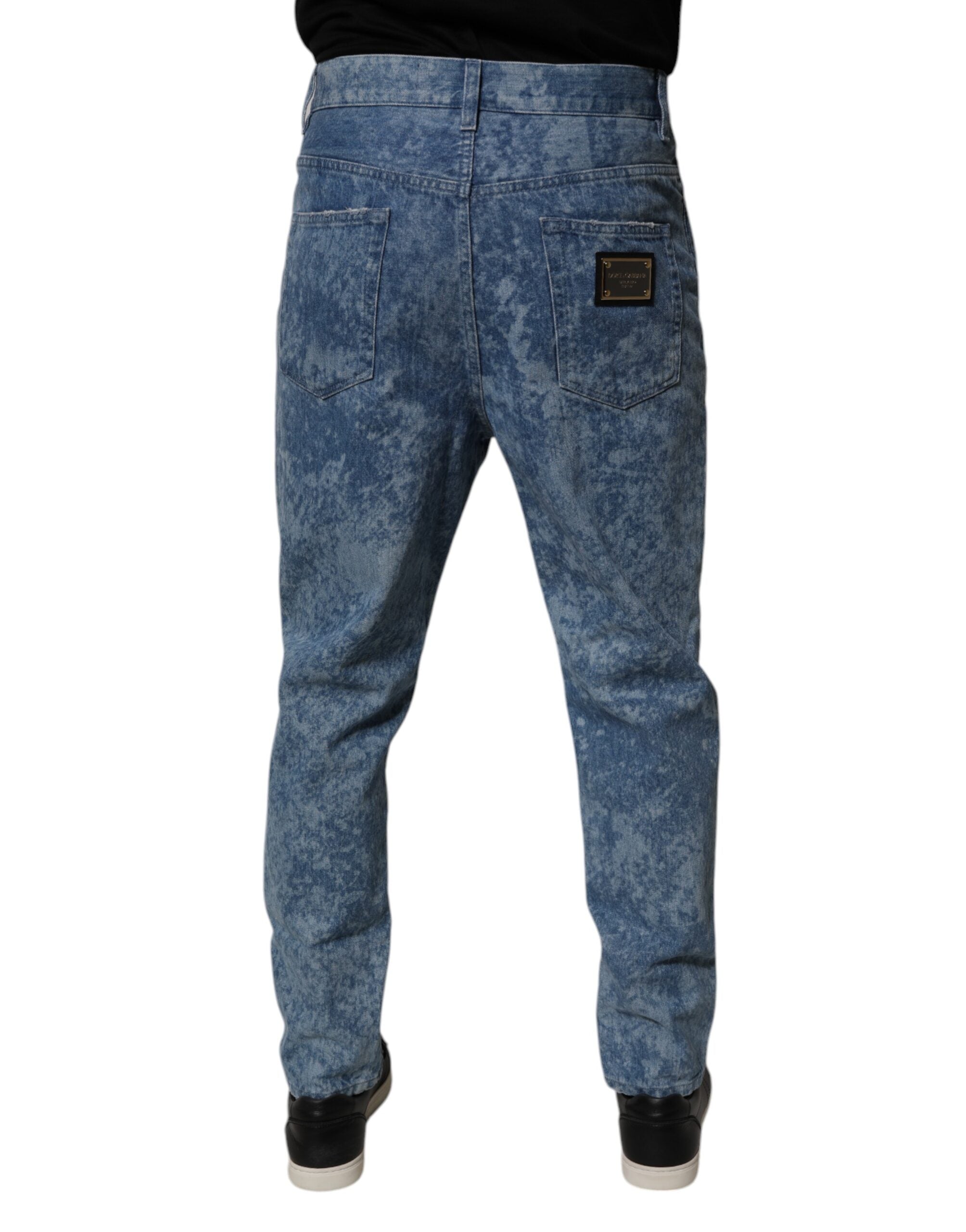 Dolce &amp; Gabbana – Skinny-Jeans aus Baumwolle in Blau mit Batikmuster für Herren