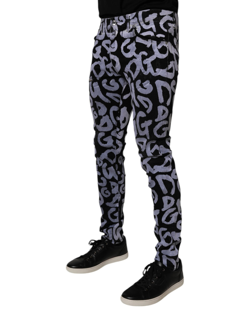 Dolce &amp; Gabbana – Schwarze Skinny-Jeans aus Baumwolle mit Logo und Monogramm