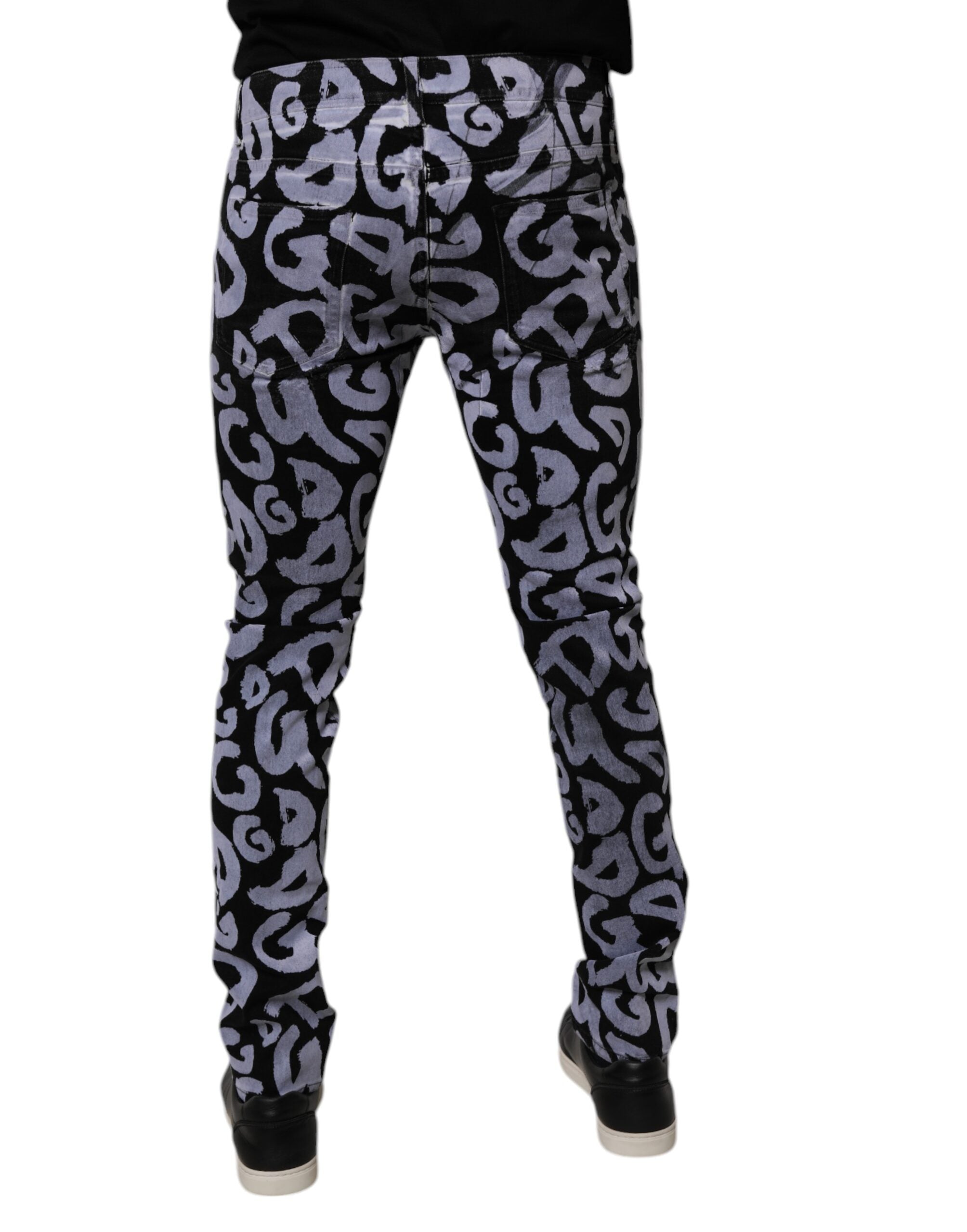 Dolce &amp; Gabbana – Schwarze Skinny-Jeans aus Baumwolle mit Logo und Monogramm