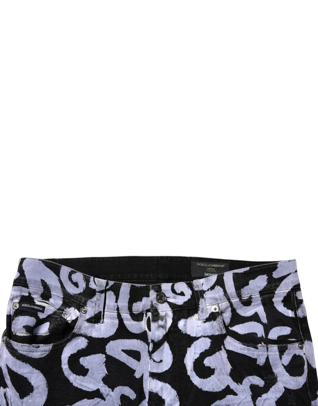 Dolce &amp; Gabbana – Schwarze Skinny-Jeans aus Baumwolle mit Logo und Monogramm