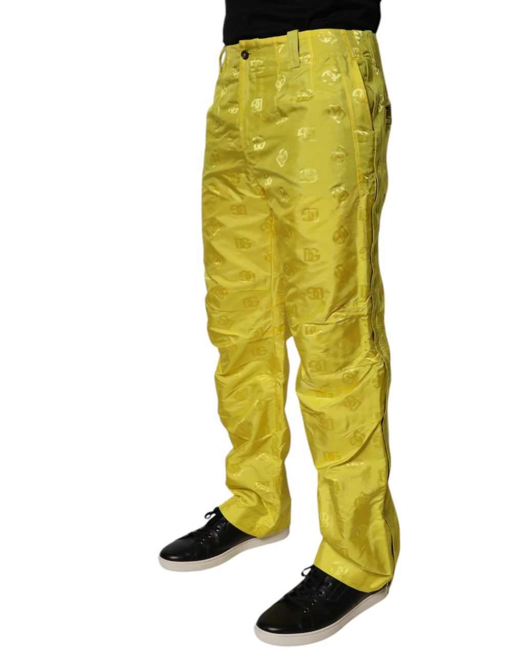 Dolce &amp; Gabbana Gelbe gerade Hose aus Polyester mit DG-Monogramm
