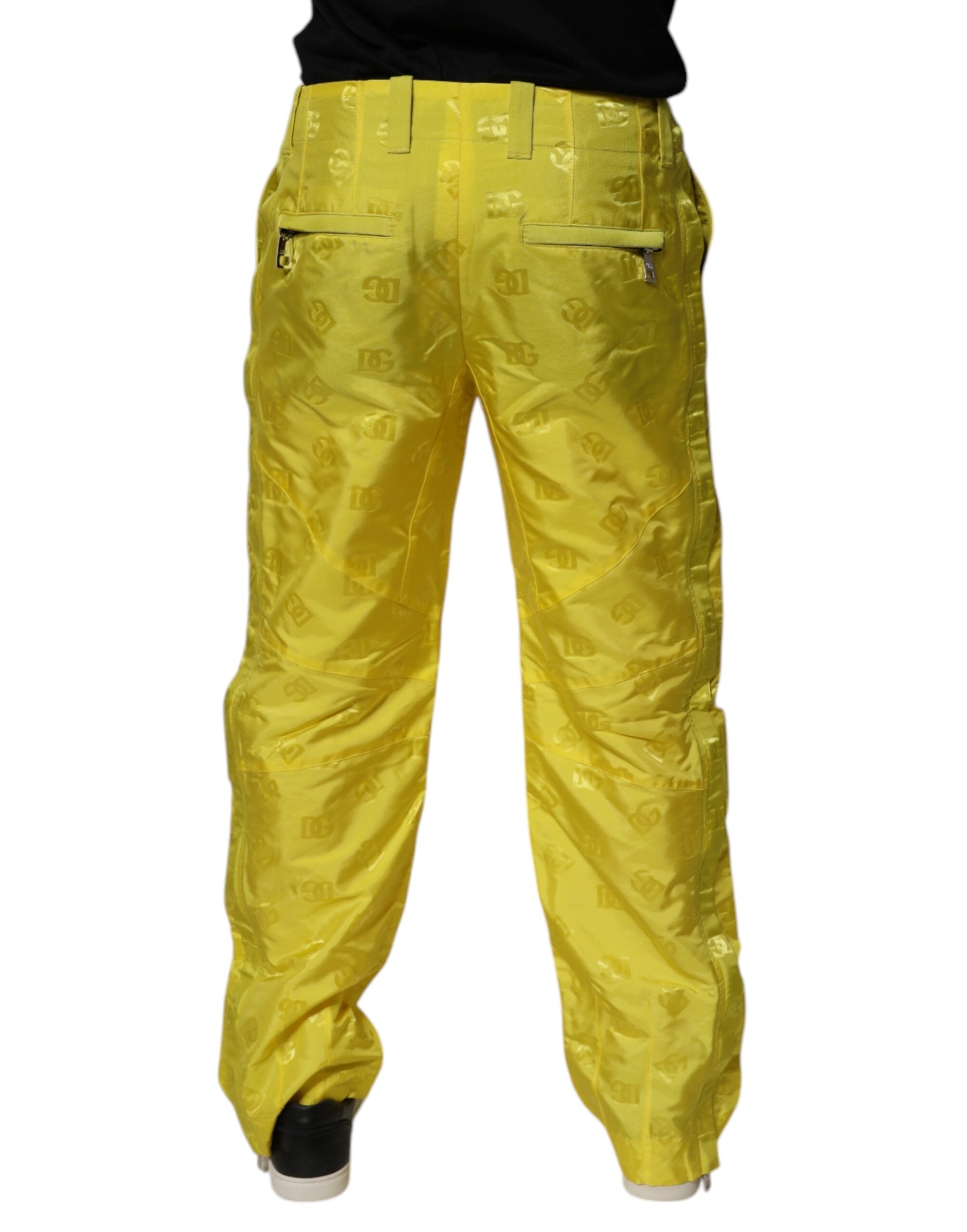 Dolce &amp; Gabbana Gelbe gerade Hose aus Polyester mit DG-Monogramm