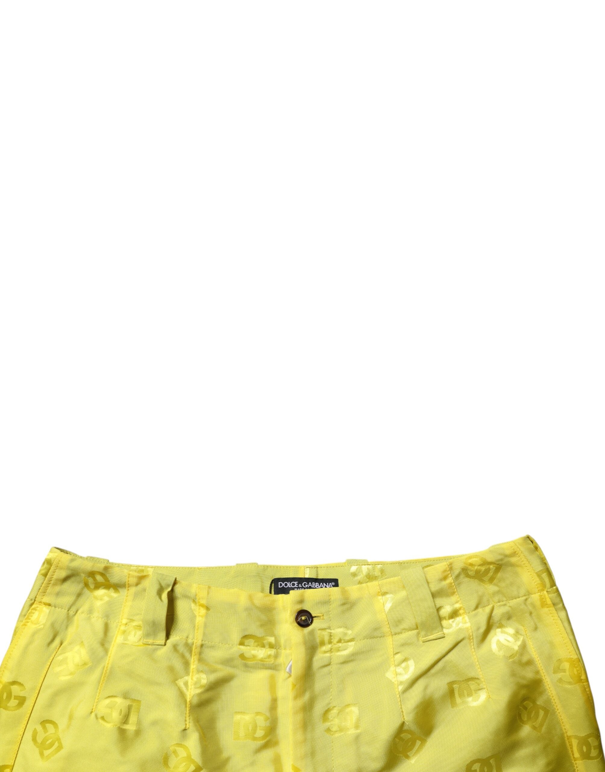 Dolce &amp; Gabbana Gelbe gerade Hose aus Polyester mit DG-Monogramm