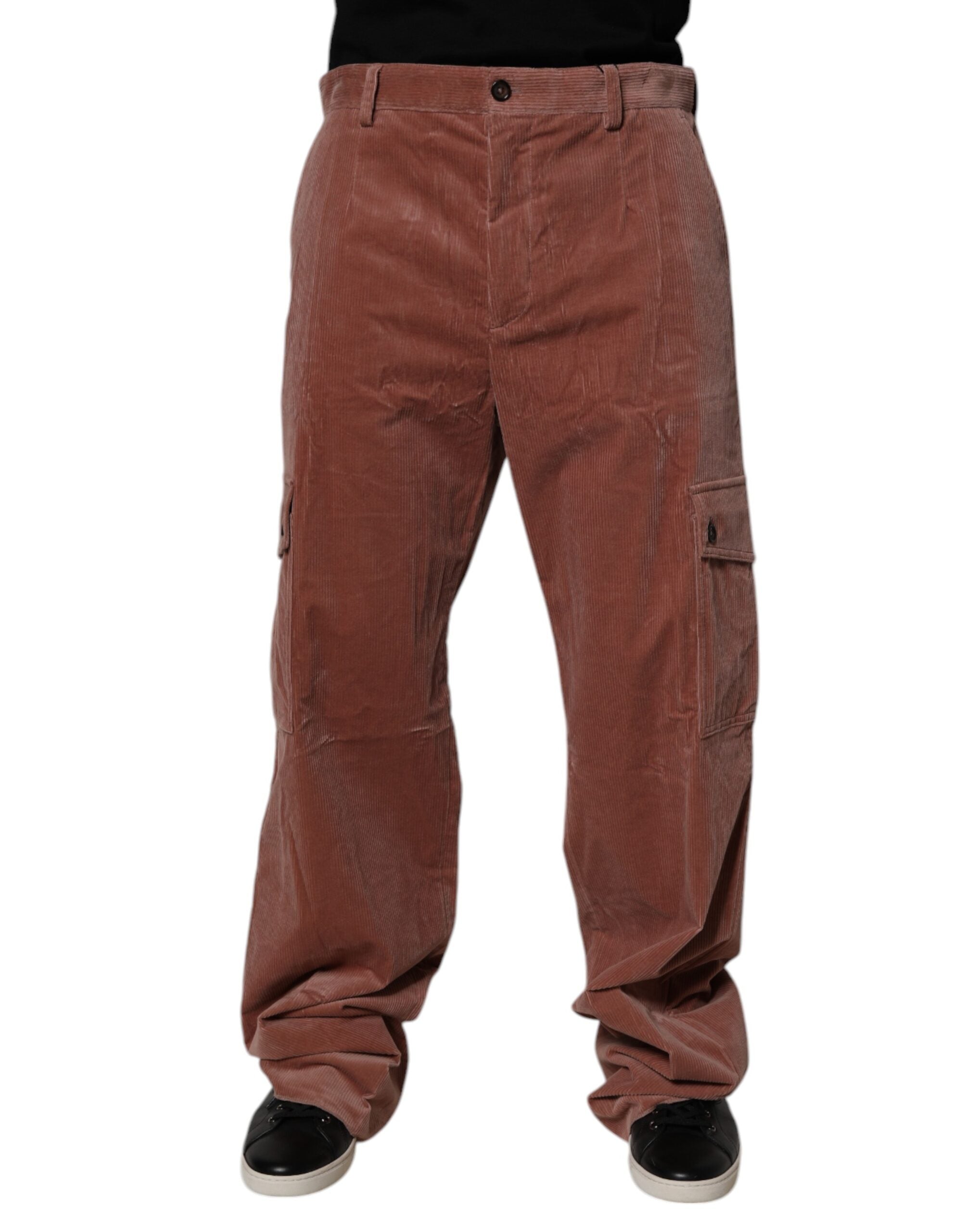 Dolce &amp; Gabbana Braune Cord-Baumwoll-Cargo-Jeans für Herren