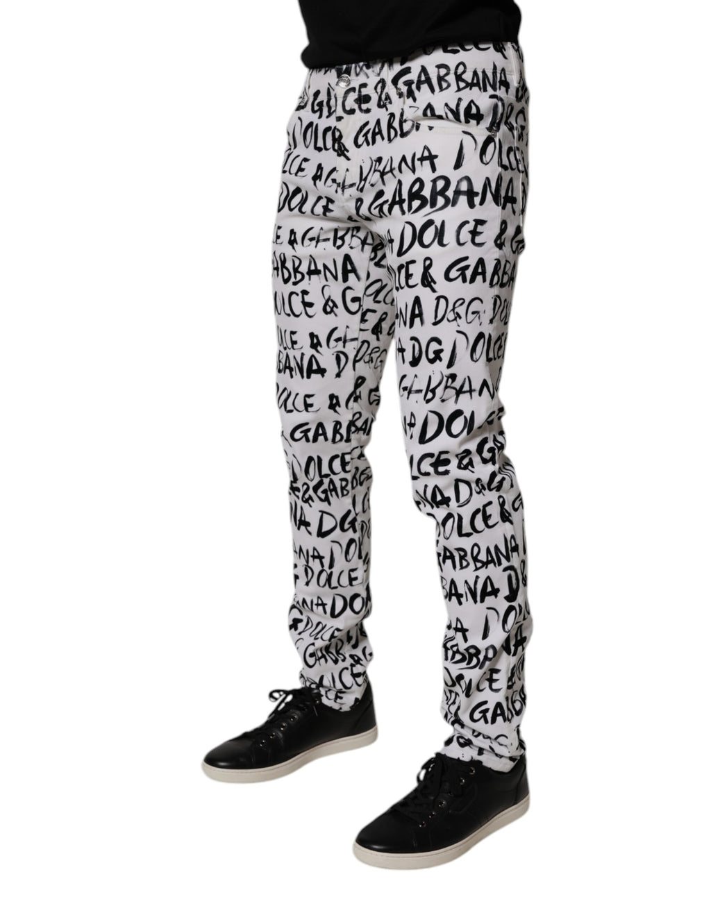Dolce &amp; Gabbana – Weiße Skinny-Jeans aus Baumwolle mit Logo-Print
