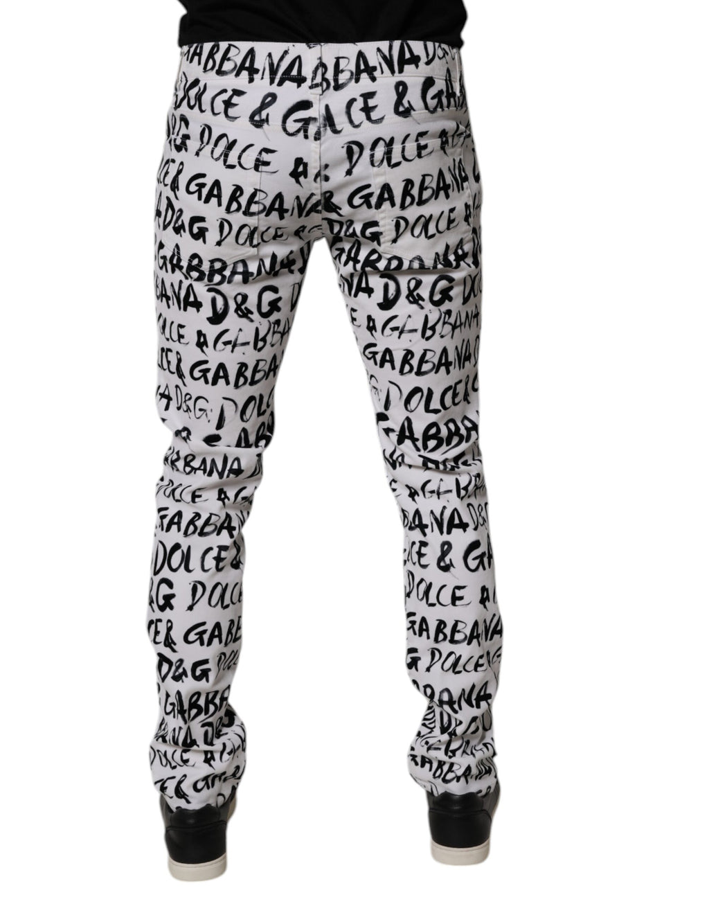 Dolce &amp; Gabbana – Weiße Skinny-Jeans aus Baumwolle mit Logo-Print