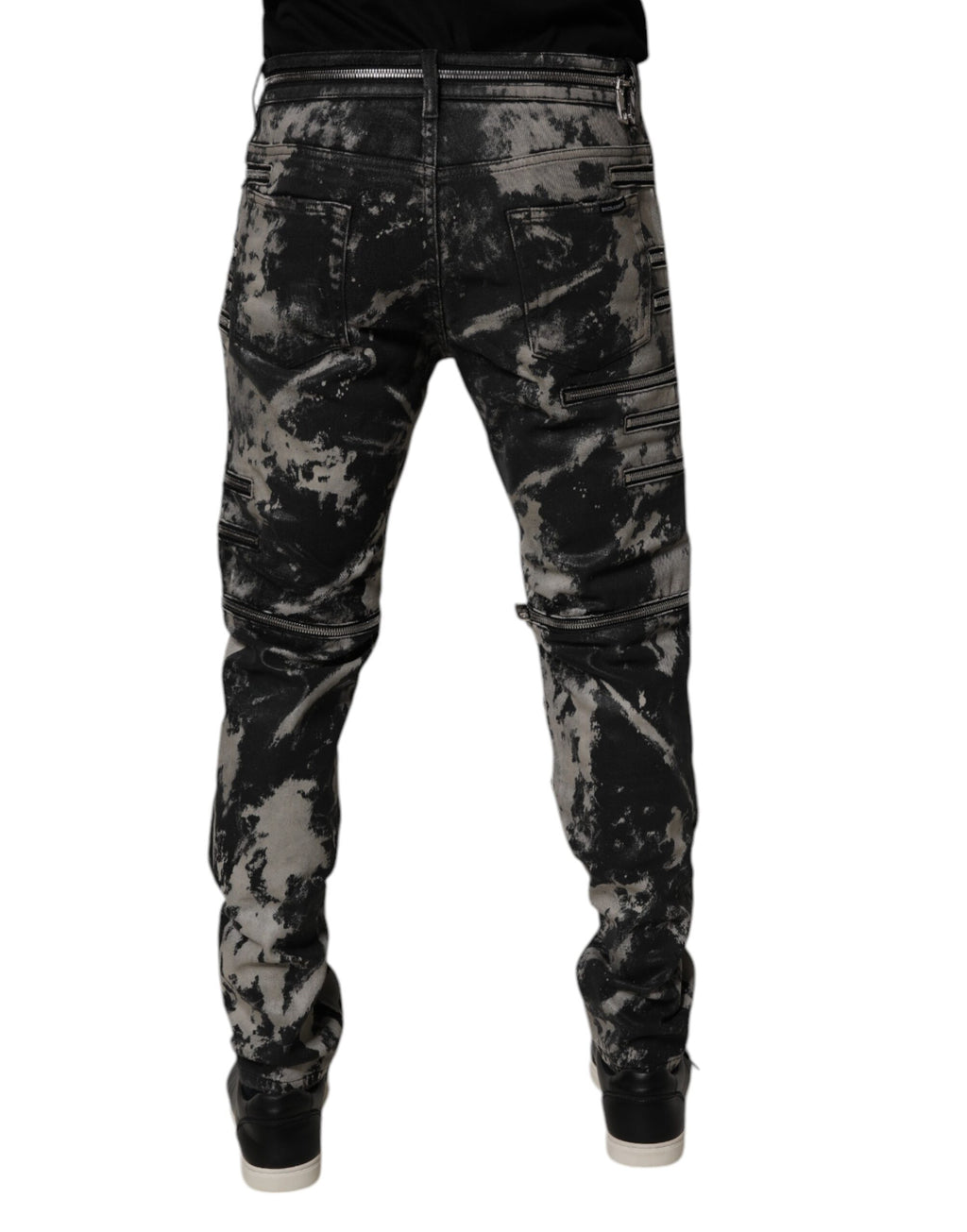 Dolce &amp; Gabbana – Schwarze Skinny-Jeans aus Baumwolle mit Batikmuster und Reißverschluss
