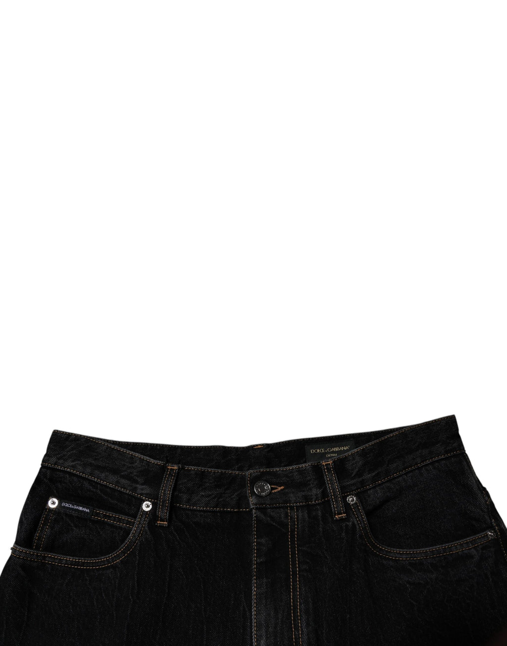 Dolce &amp; Gabbana – Schwarze Jeans aus Baumwolle mit mittlerer Taille und weitem Bein