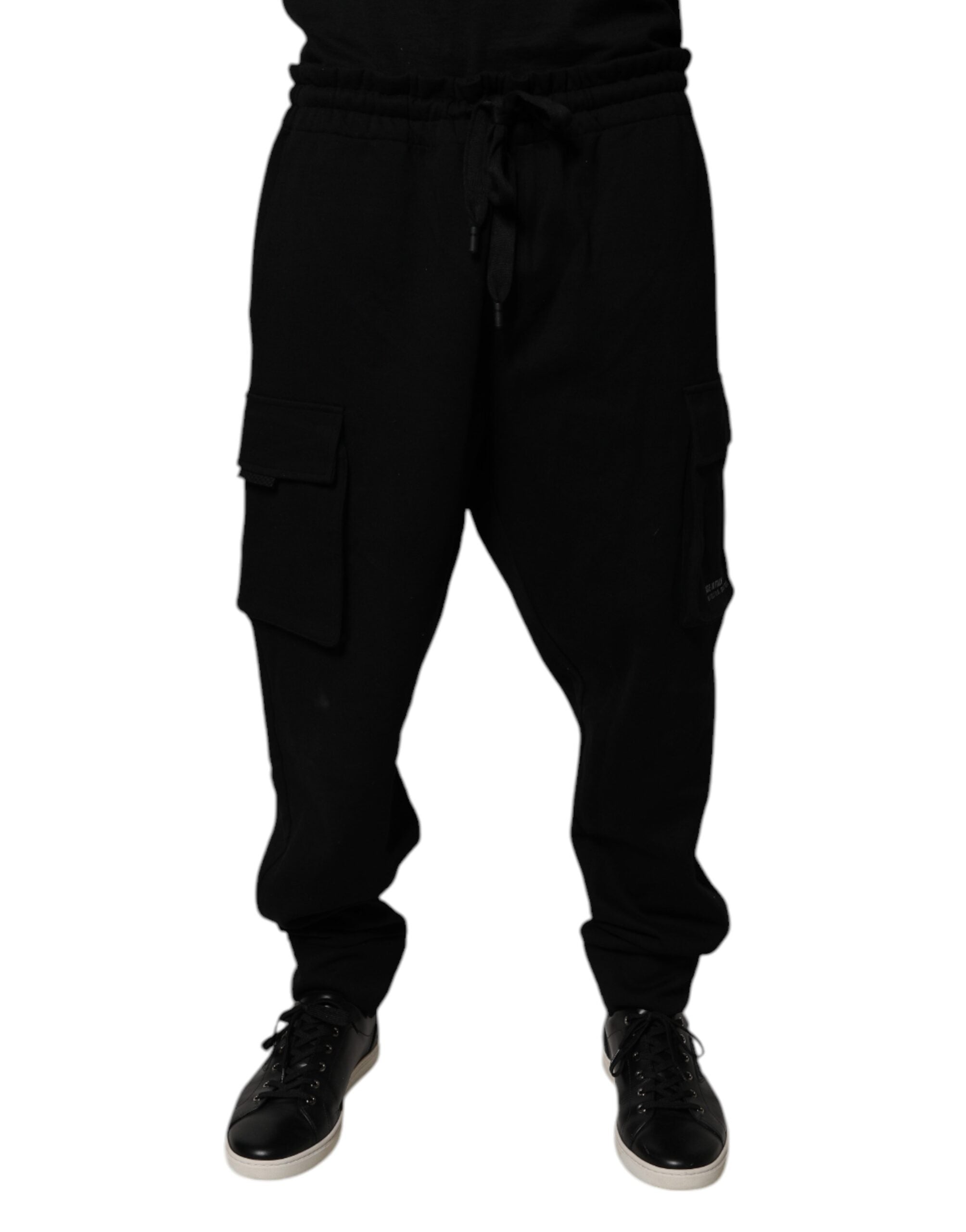 Dolce &amp; Gabbana – Schwarze Jogginghose aus Baumwolle mit Cargo-Muster