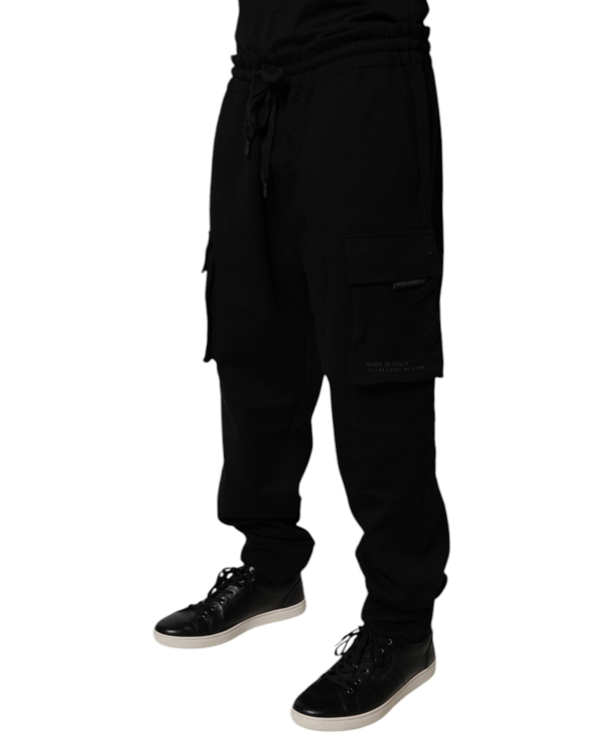 Dolce &amp; Gabbana – Schwarze Jogginghose aus Baumwolle mit Cargo-Muster