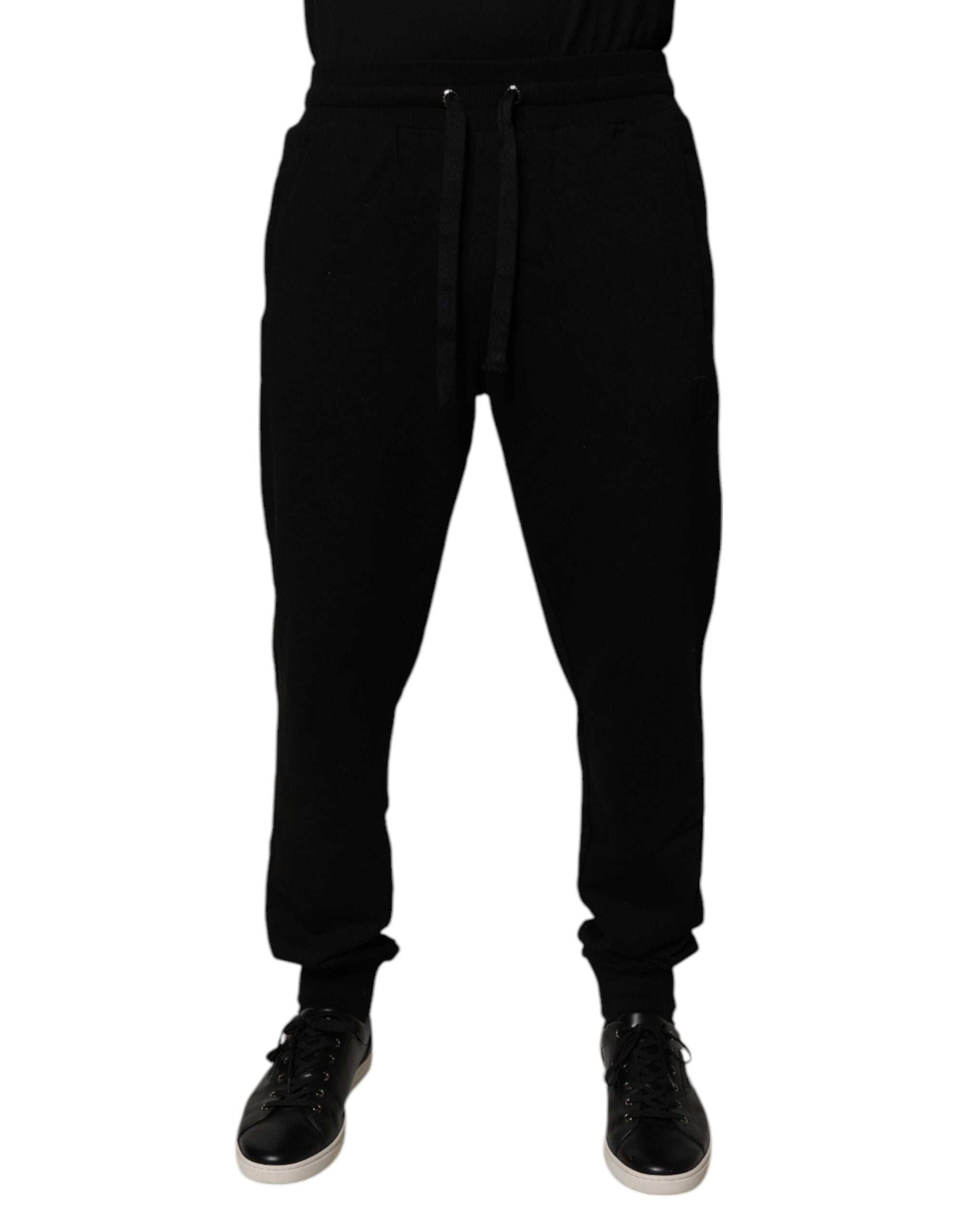 Dolce &amp; Gabbana – Schwarze Jogginghose aus Baumwolle mit mittlerer Taille